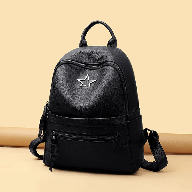 High-capacity Soft Leather Backpack