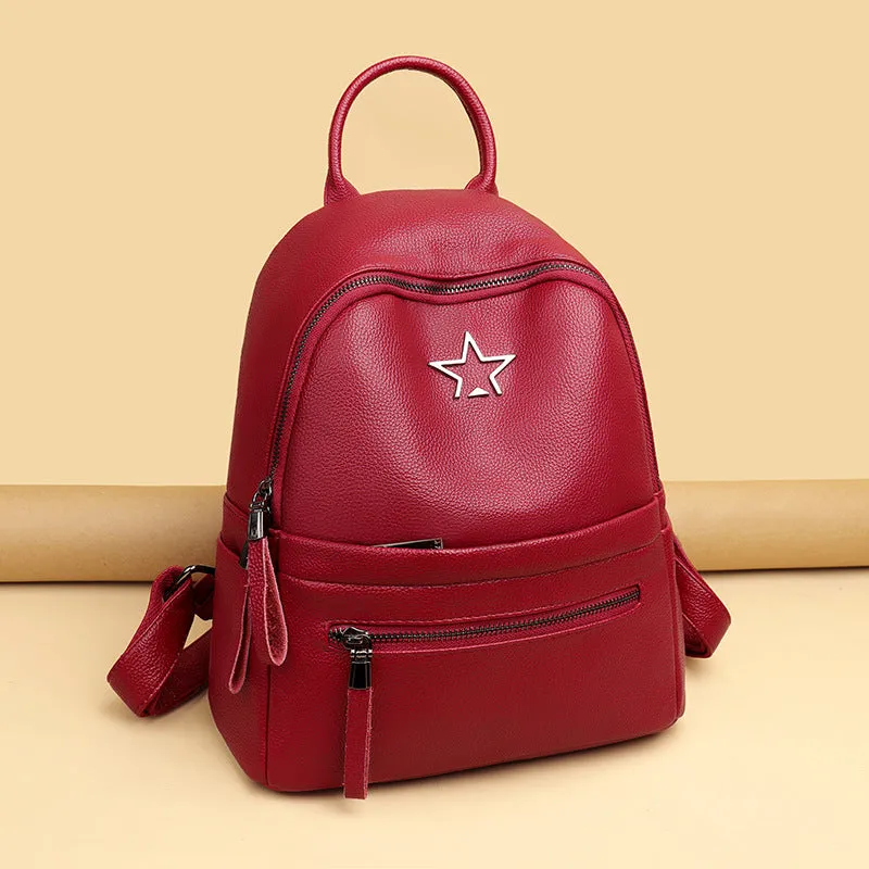 High-capacity Soft Leather Backpack