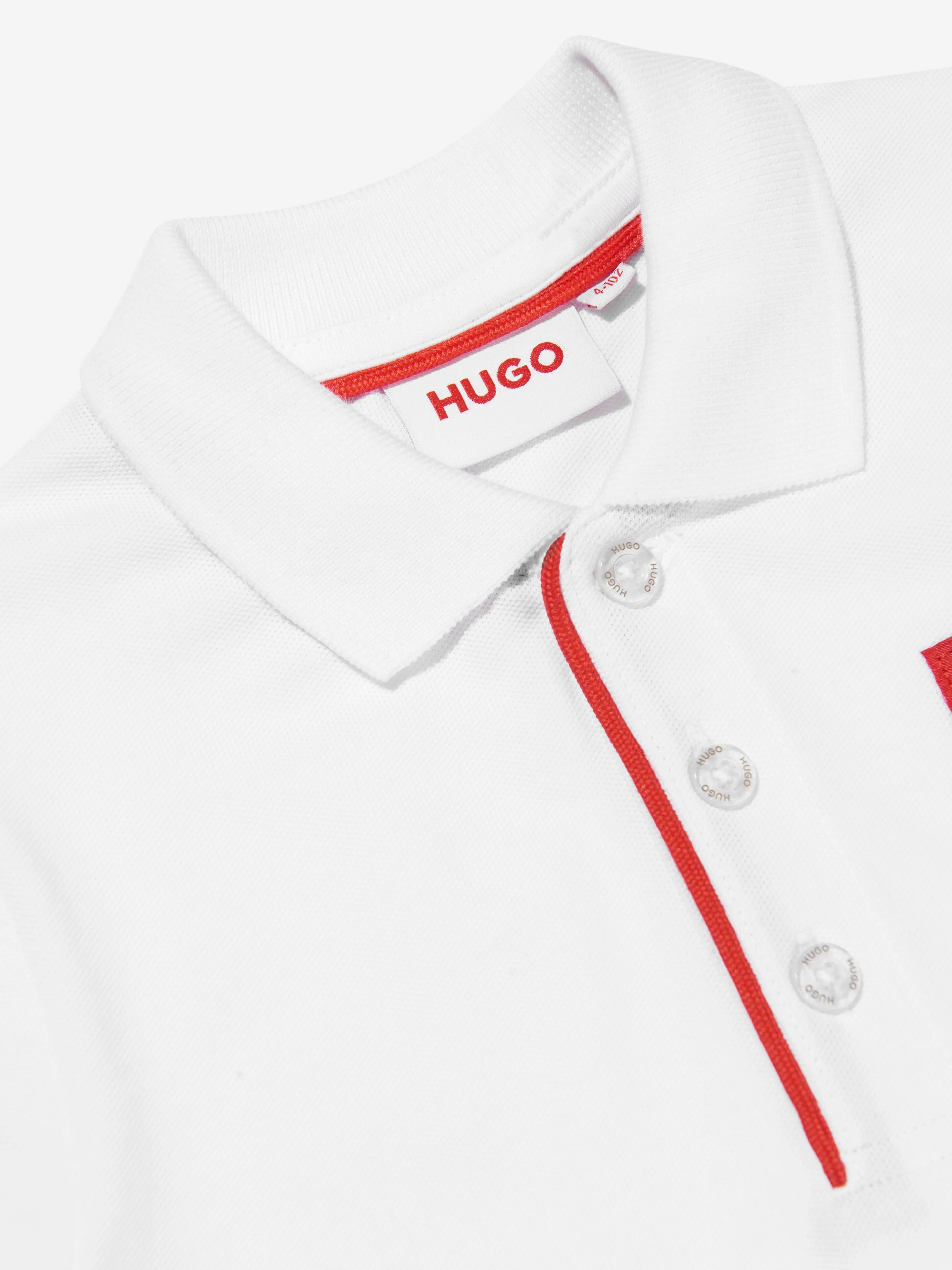 Hugo Boys Logo Polo Shirt in White