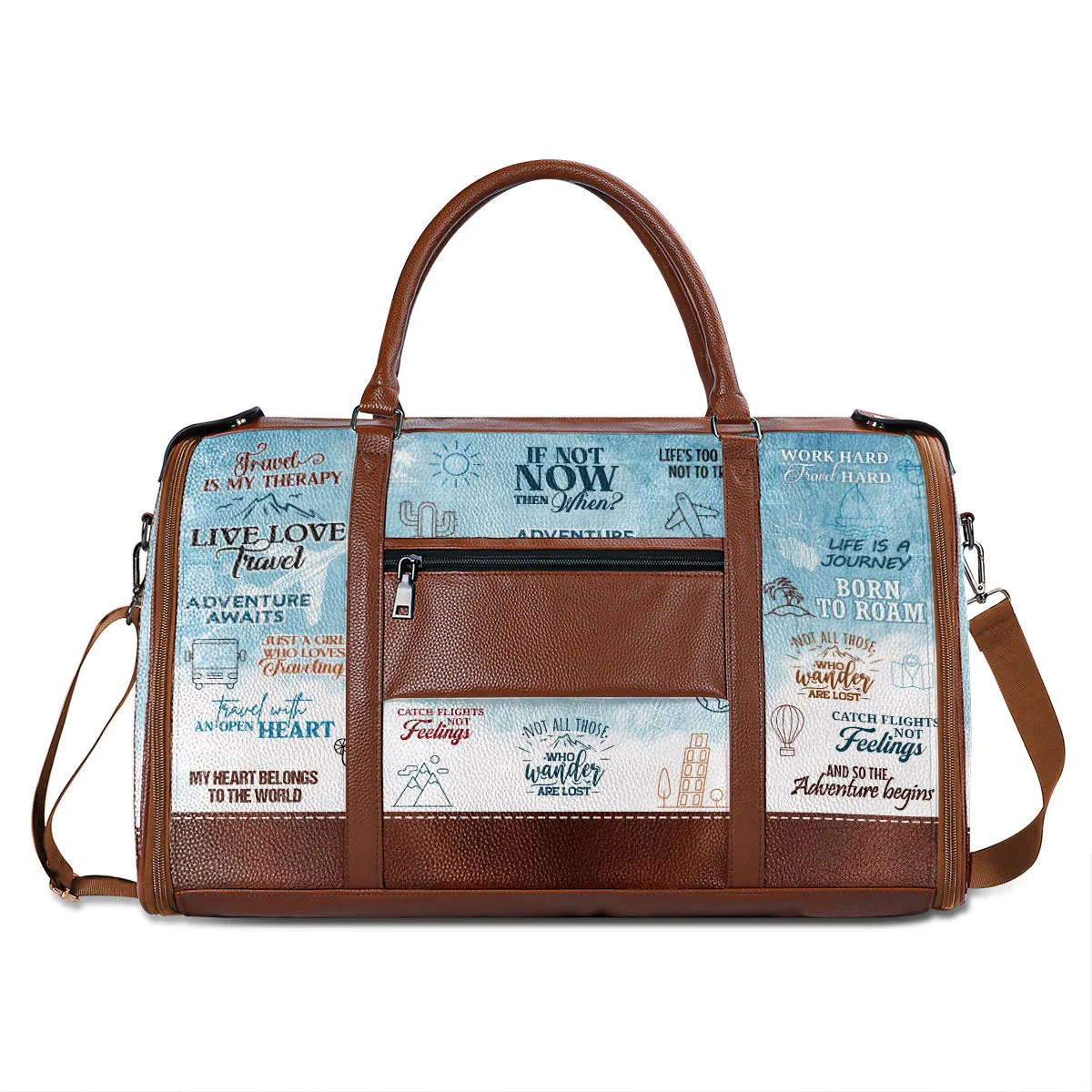 If Not Now Then When - Personalized Leather Duffle Bag SBDFLM1239TA