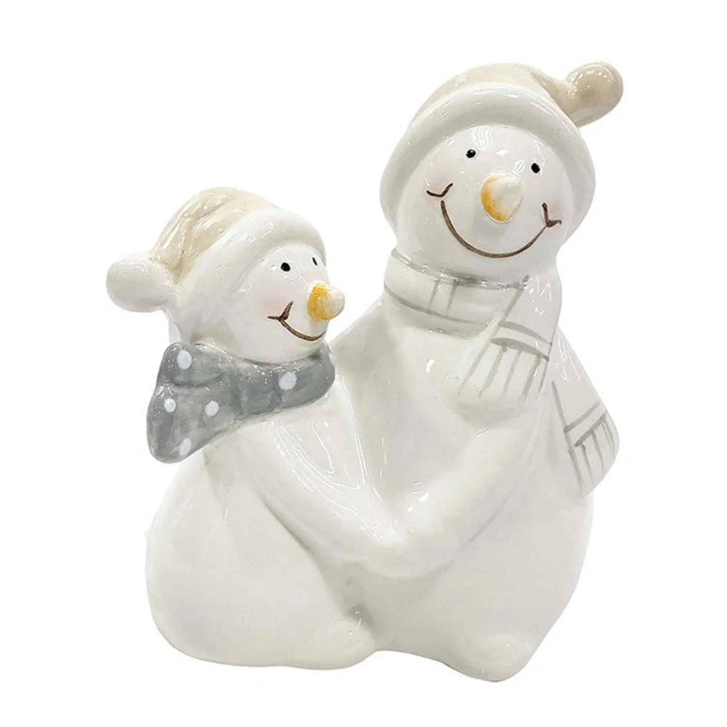 Joe Davies 9cm Grey White Ceramic Snowman Couple Small