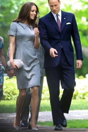 Kate Middleton Gray Lapel Sheath Dress