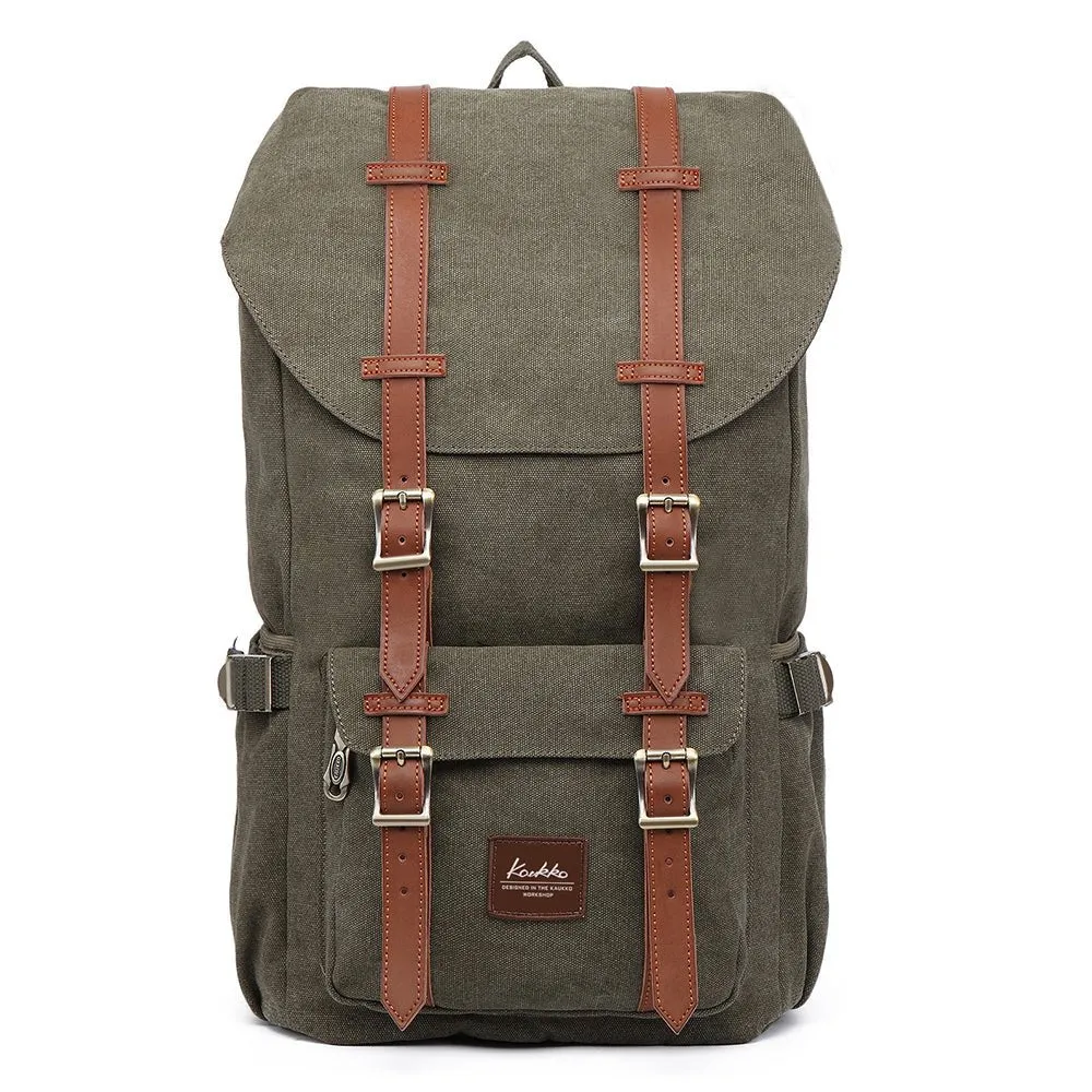 KAUKKO Retro Canvas Backpack for city trips, E5-1 ( Green  / 22L )