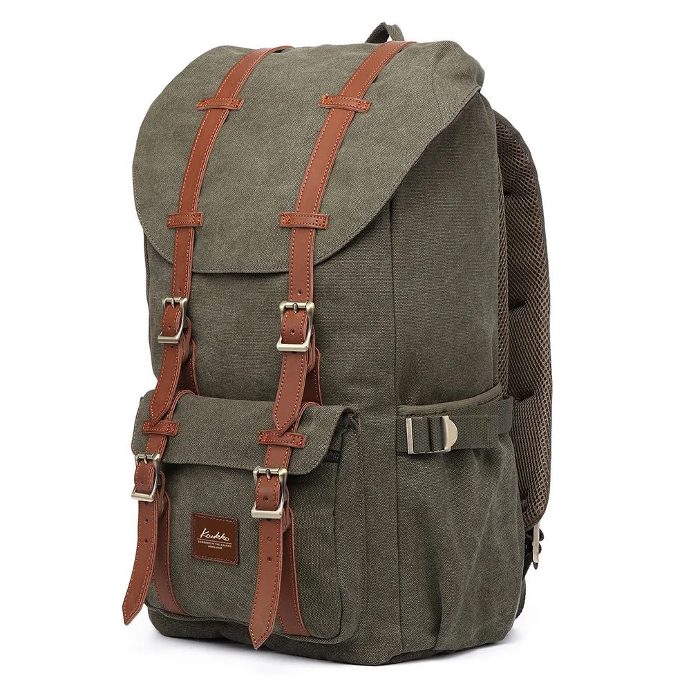 KAUKKO Retro Canvas Backpack for city trips, E5-1 ( Green  / 22L )