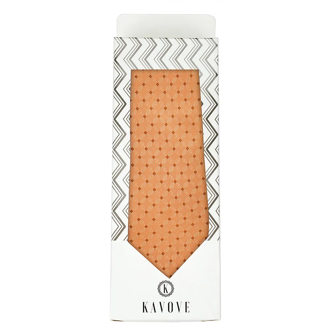 Kavove The Pleasing Checkered Orange Necktie