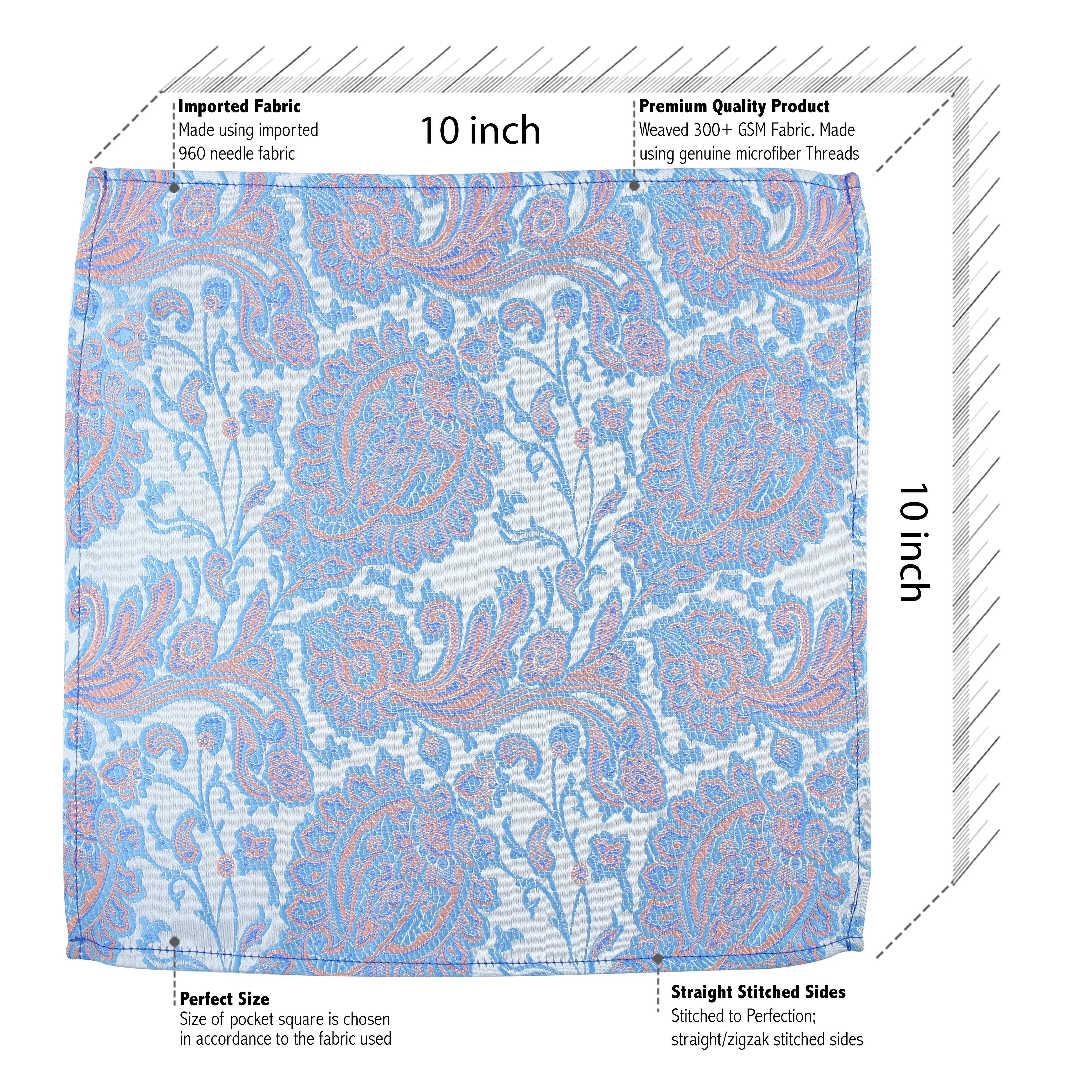 Kovove Elegant Blue Floral Necktie and Pocket Square Gift Box