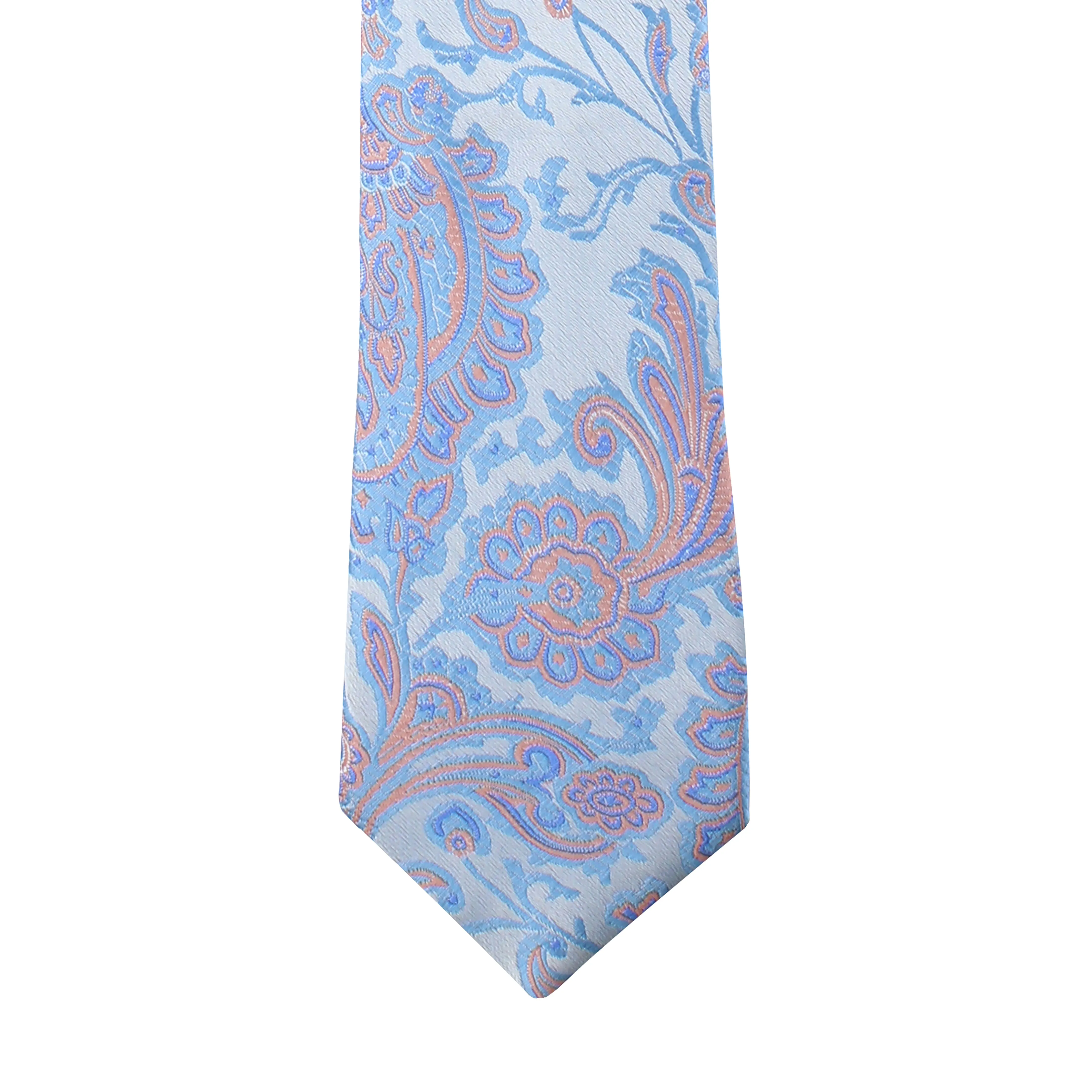 Kovove Elegant Blue Floral Necktie and Pocket Square Gift Box