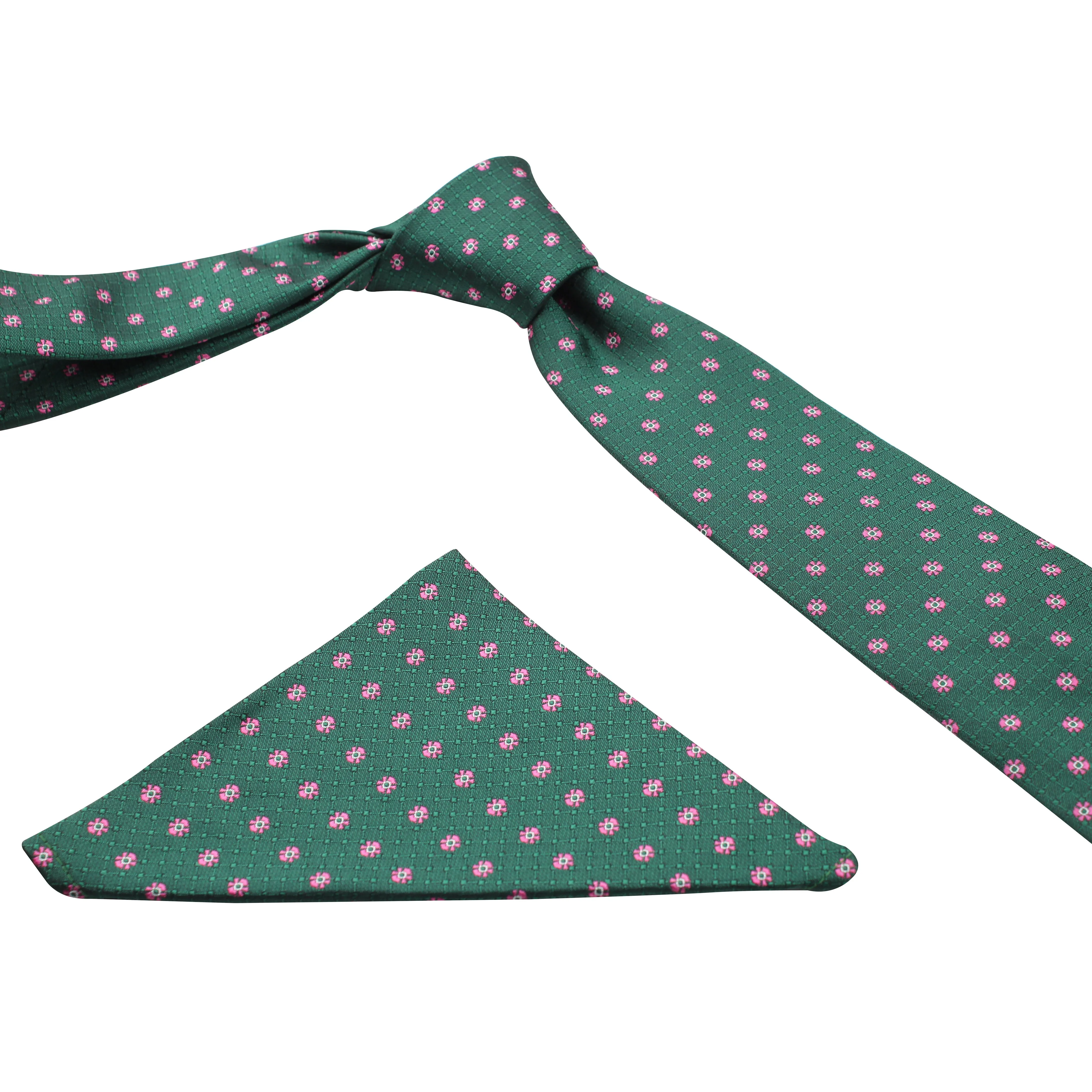 Kovove Elegant Green Floral Necktie and Pocket Square Gift Box