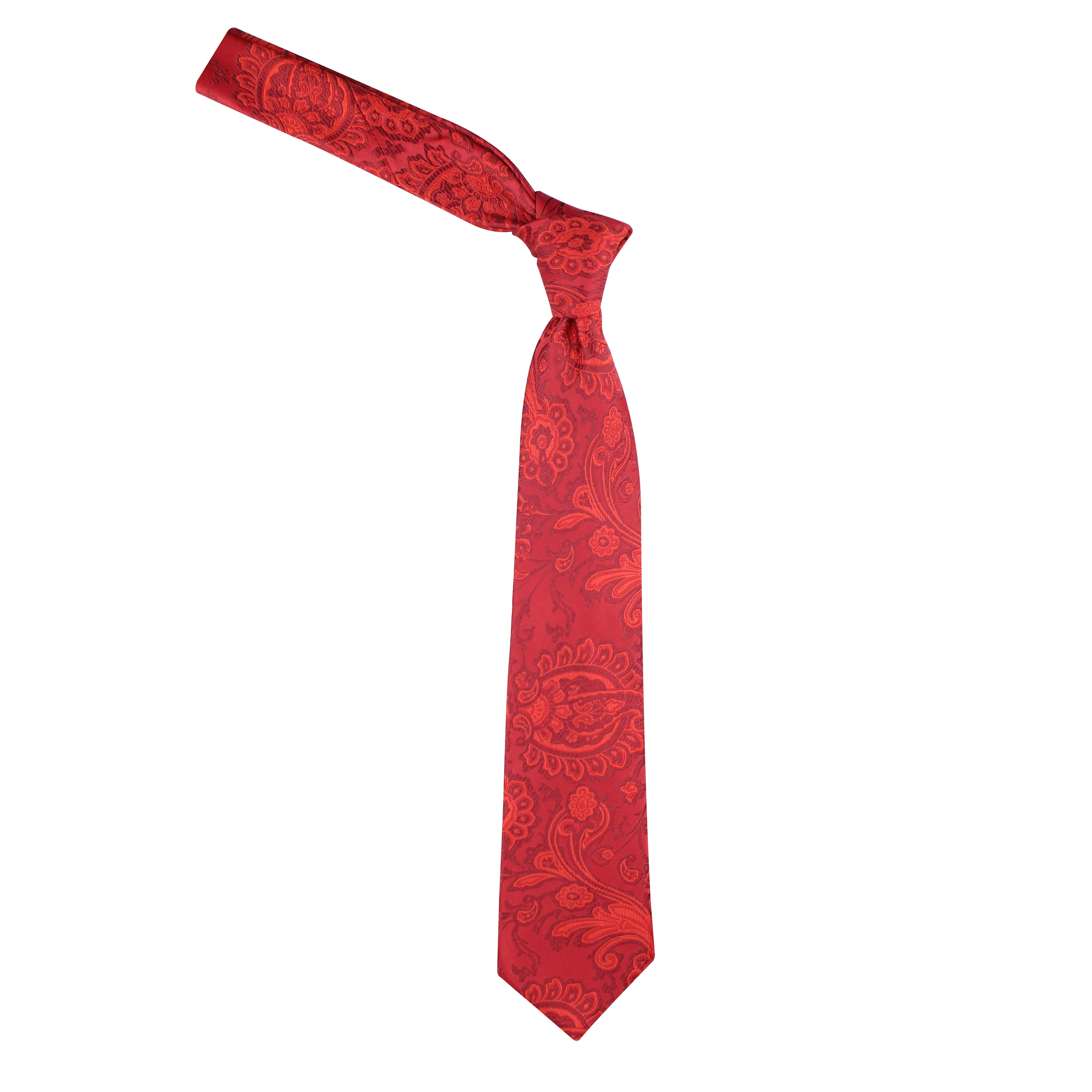 Kovove Red Floral Necktie and Pocket Square Gift Box