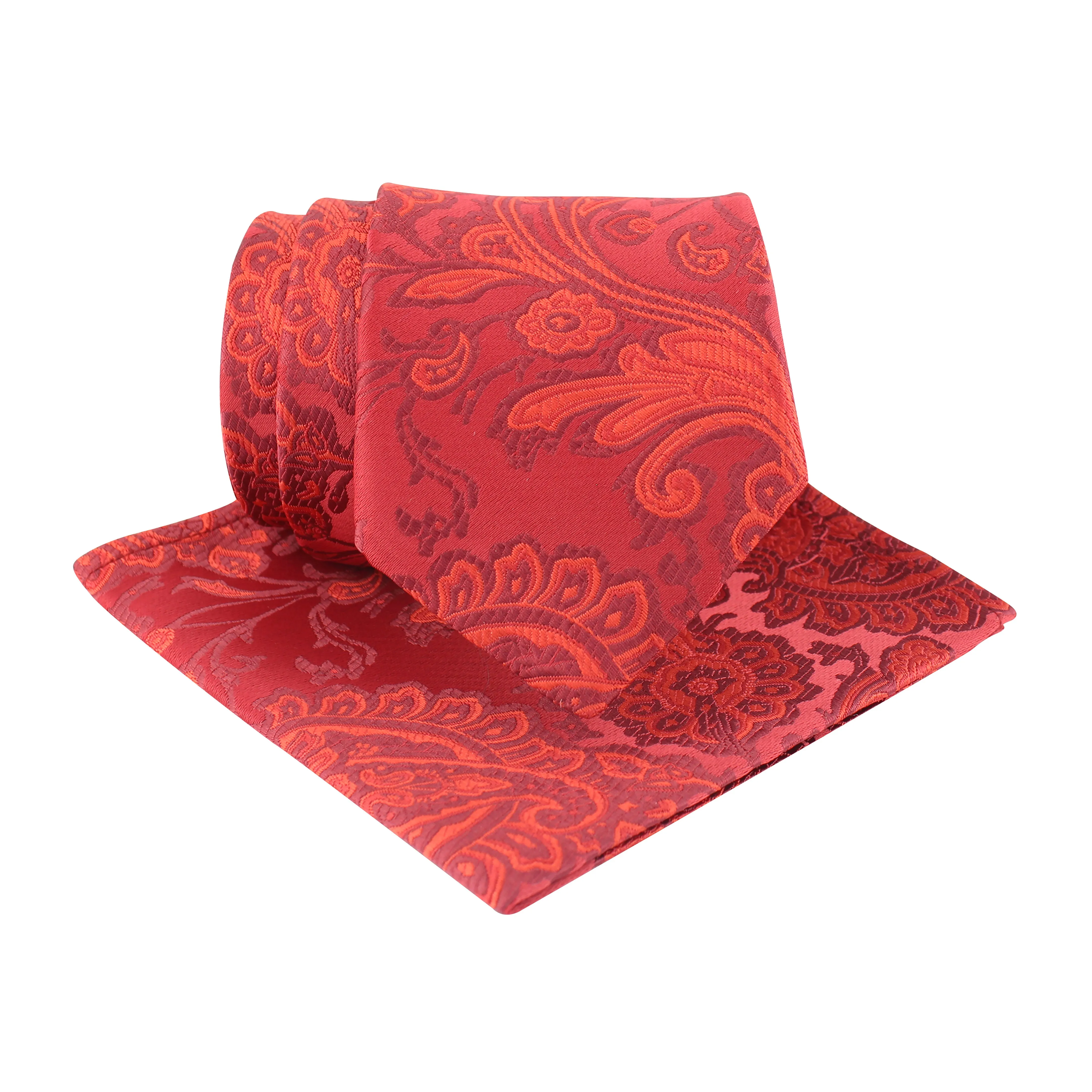 Kovove Red Floral Necktie and Pocket Square Gift Box