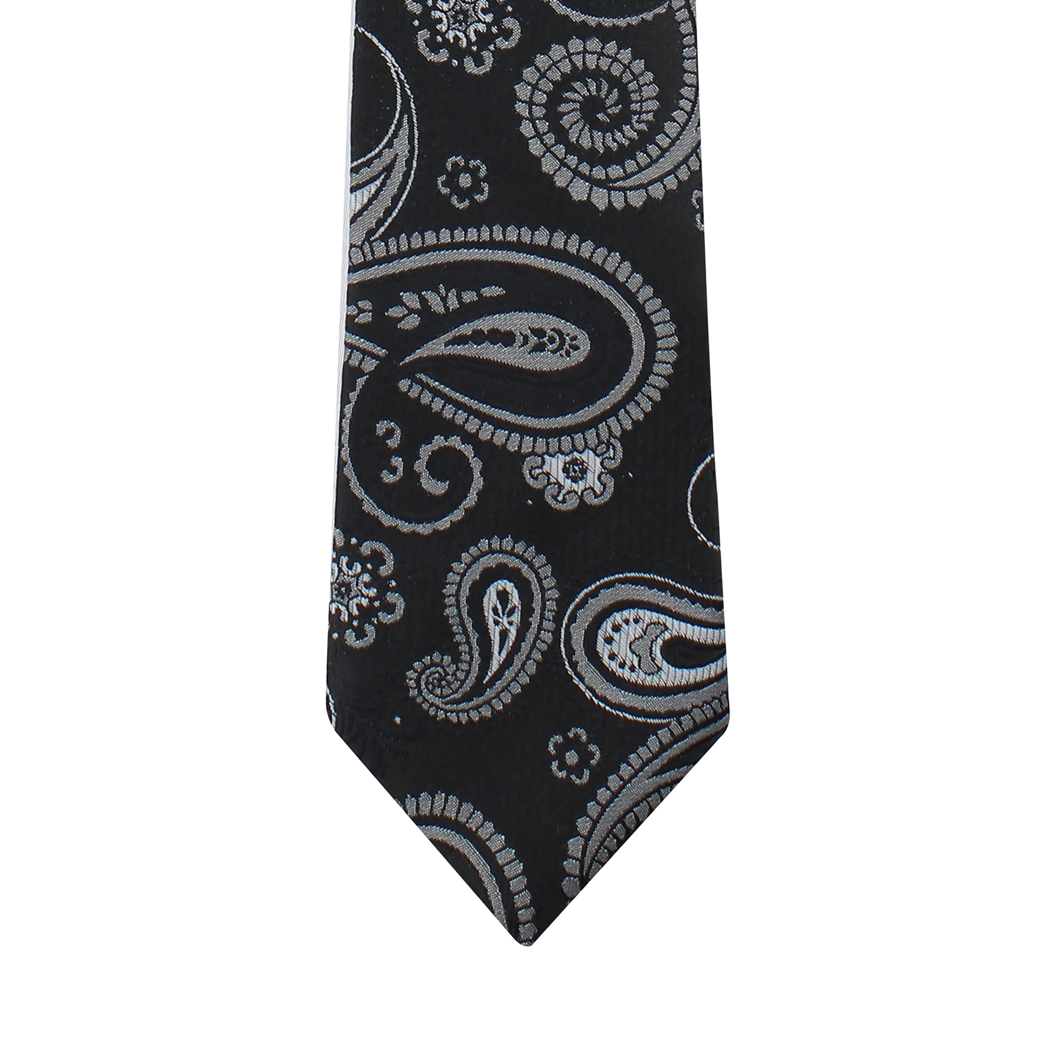 Kovove Refreshing Black Paisley Necktie and Pocket Square Gift Box