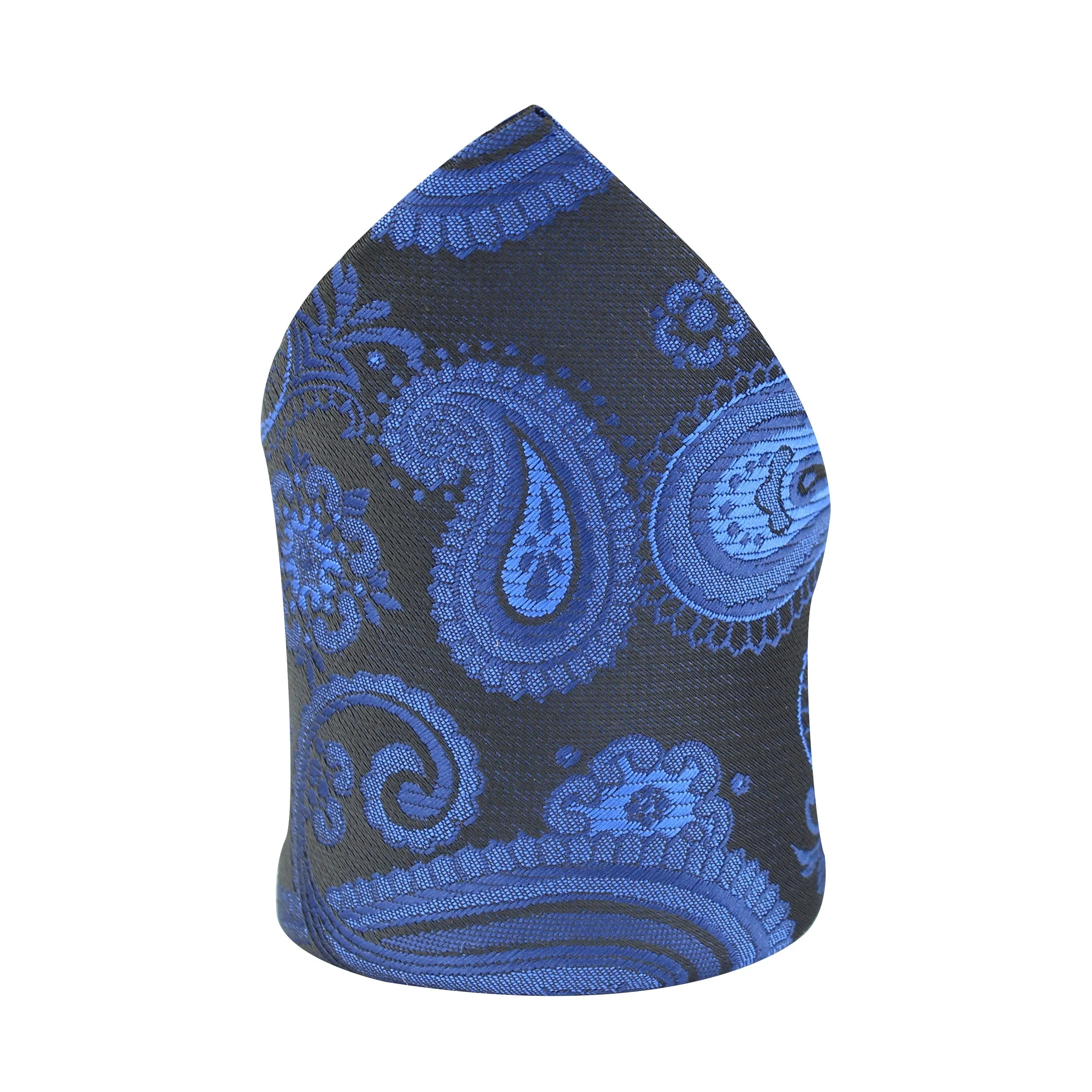 Kovove Royal Black & Blue Paisley Pocket Square For Men