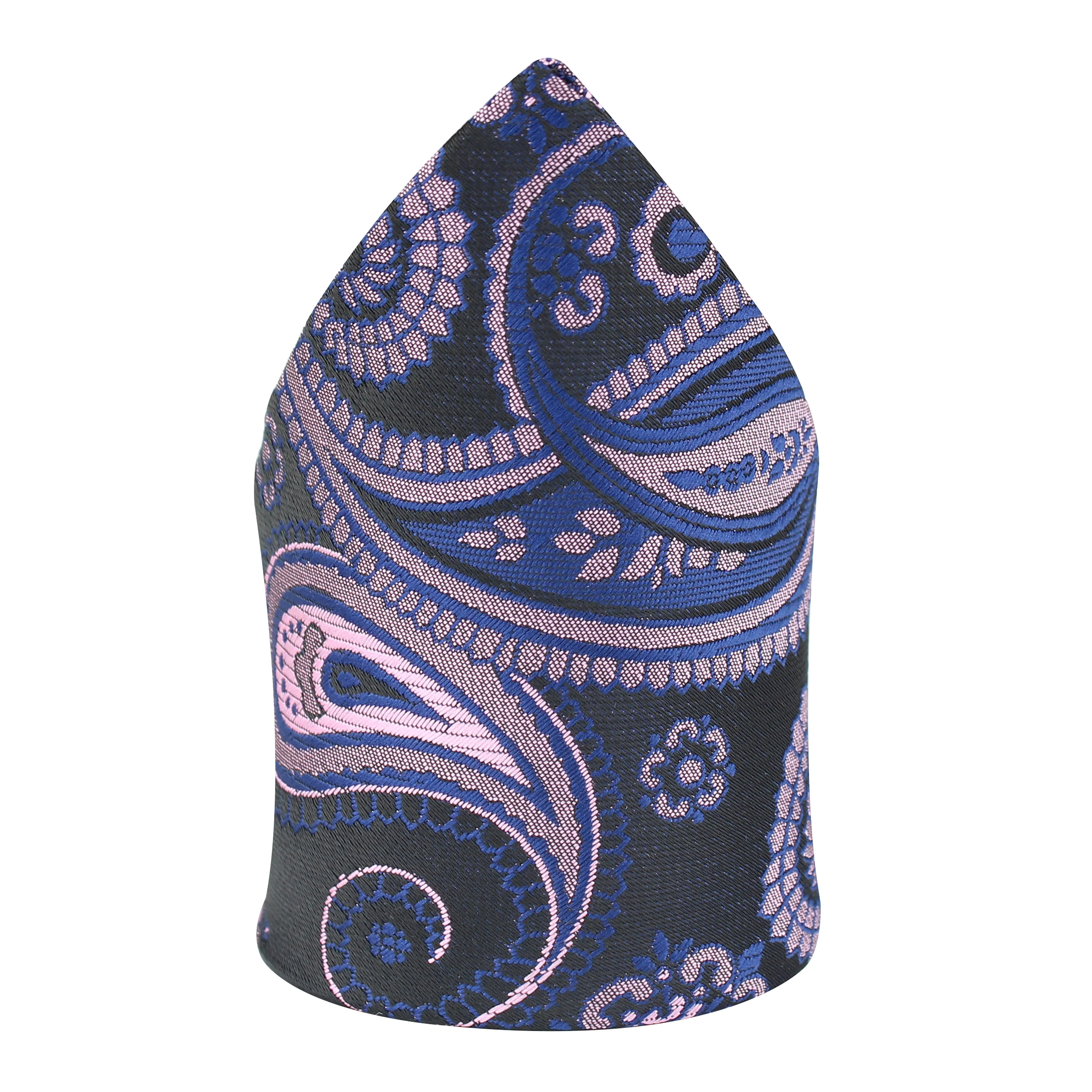 Kovove The Black and Blue Treat Paisley Pocket Square For Men