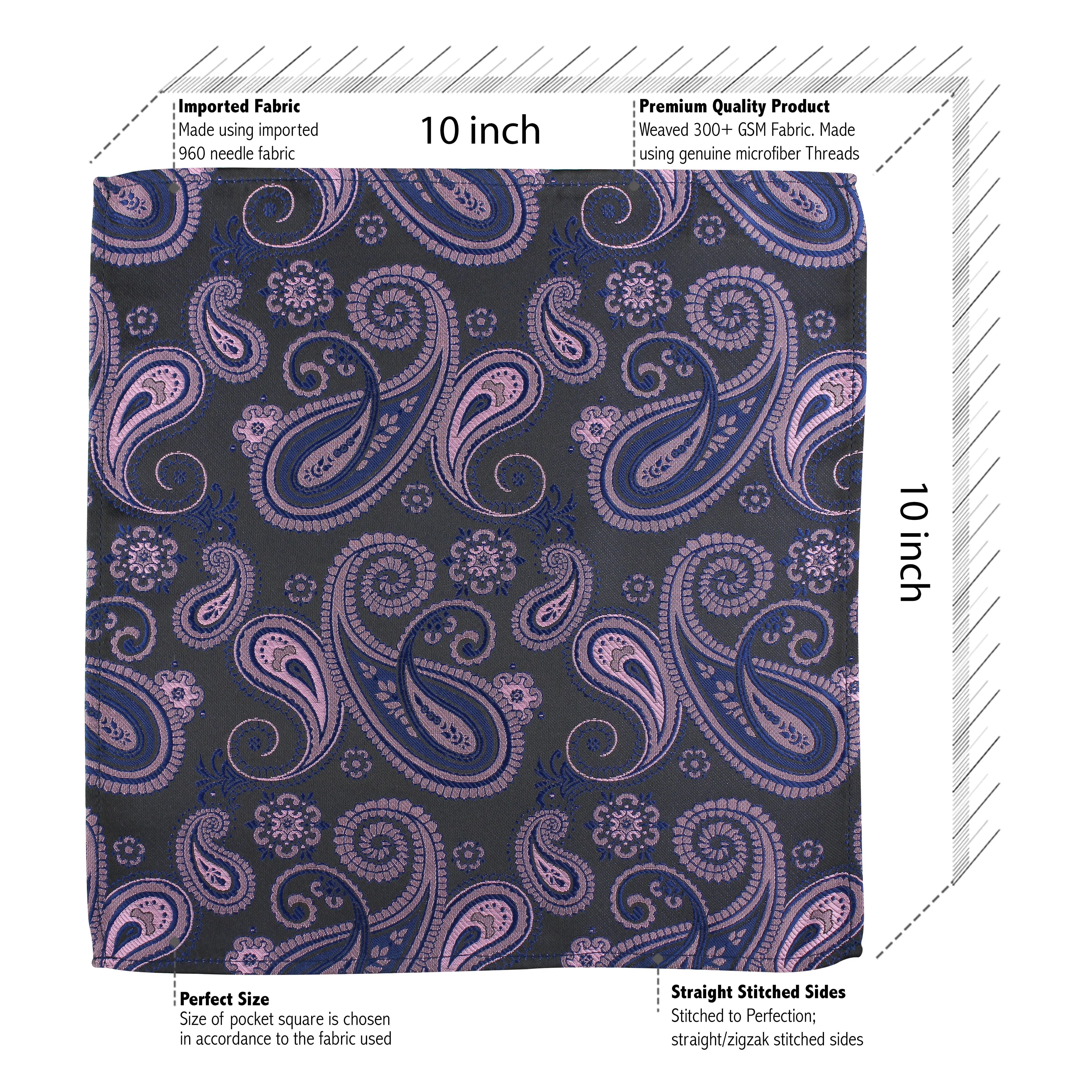 Kovove The Black and Blue Treat Paisley Pocket Square For Men