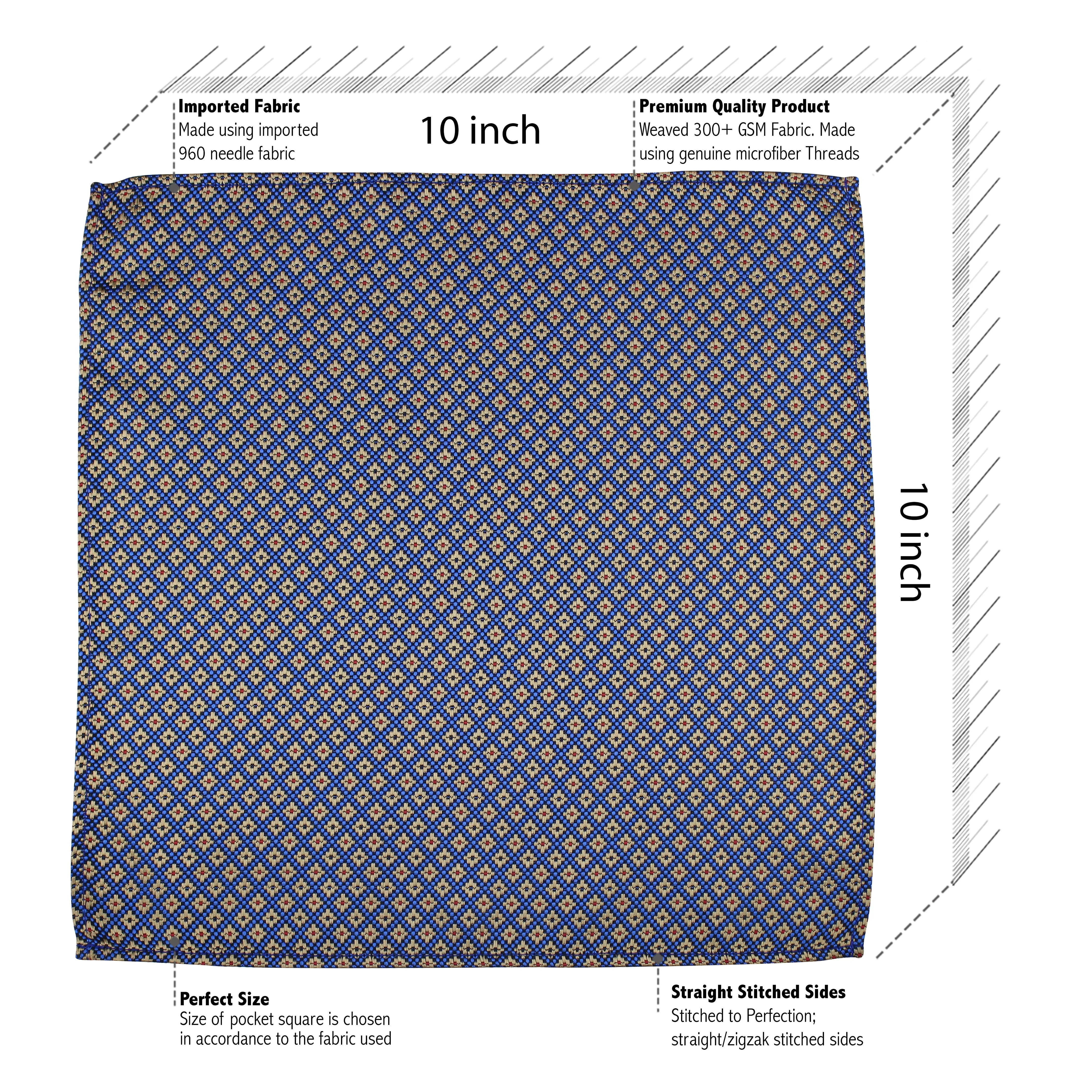 Kovove The Radiant Blue Checkered Pocket Square For Men