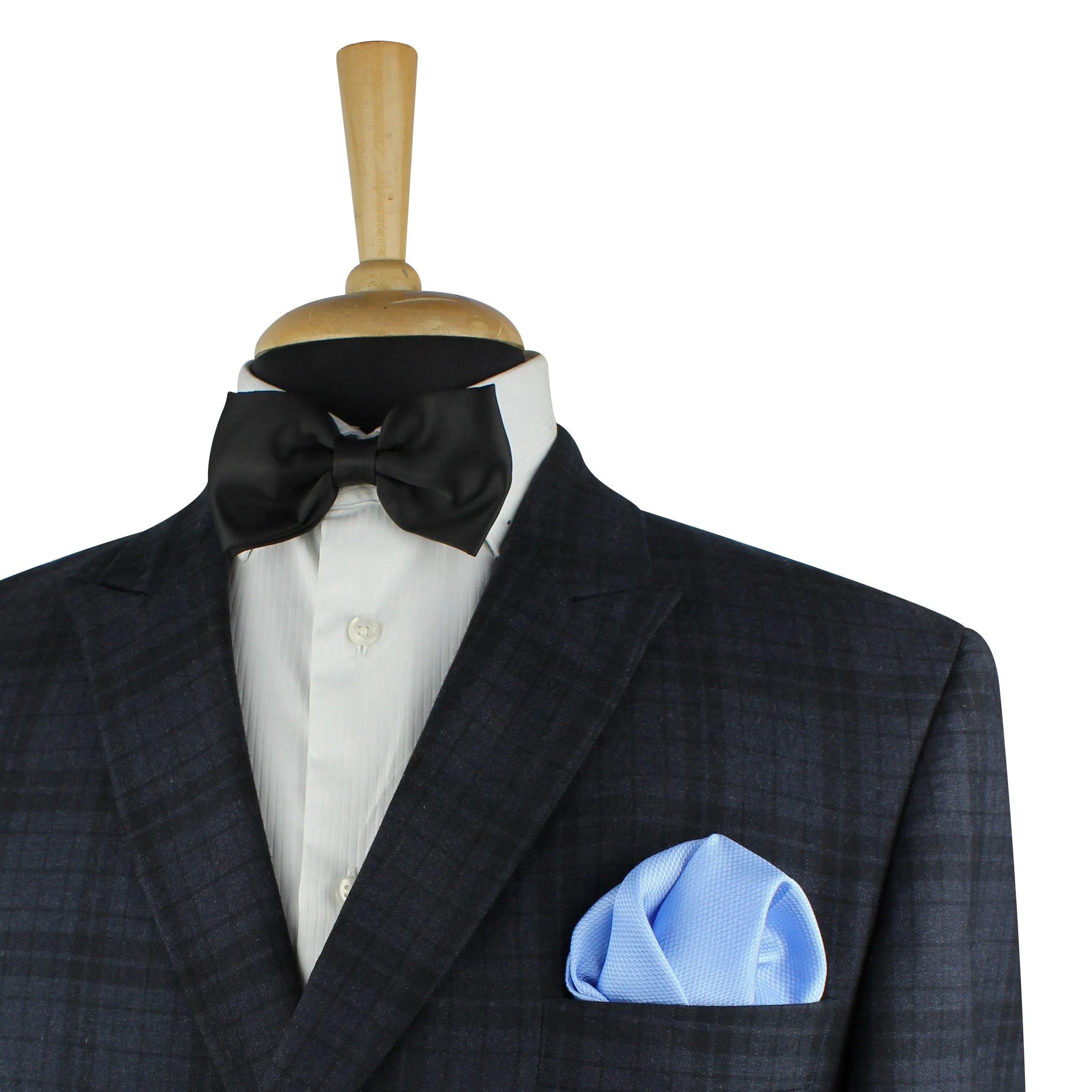 Kovove The Self Dash Line Blue Pocket Square For Men