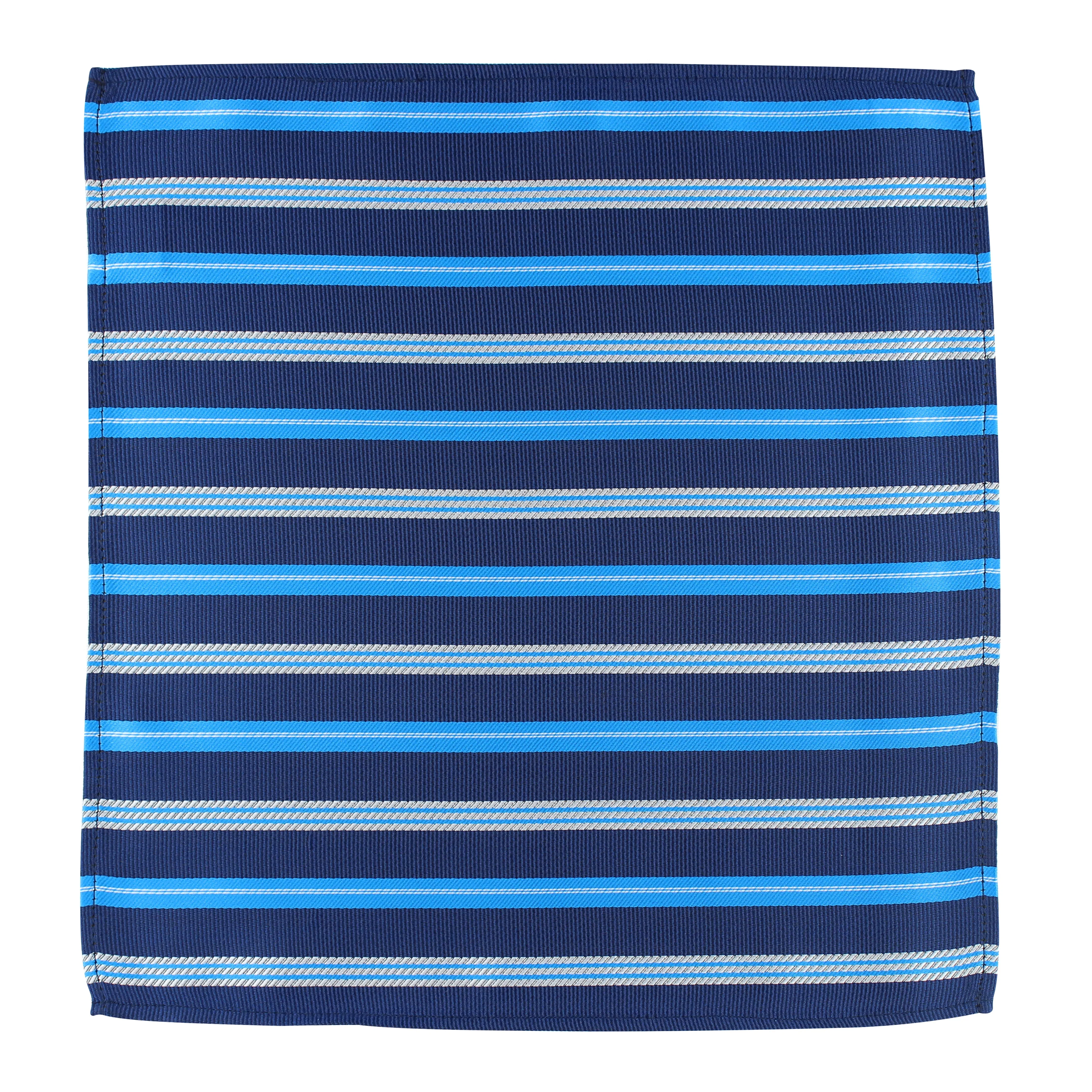 Kovove The Sharp Striped  Blue Pocket Square For Men