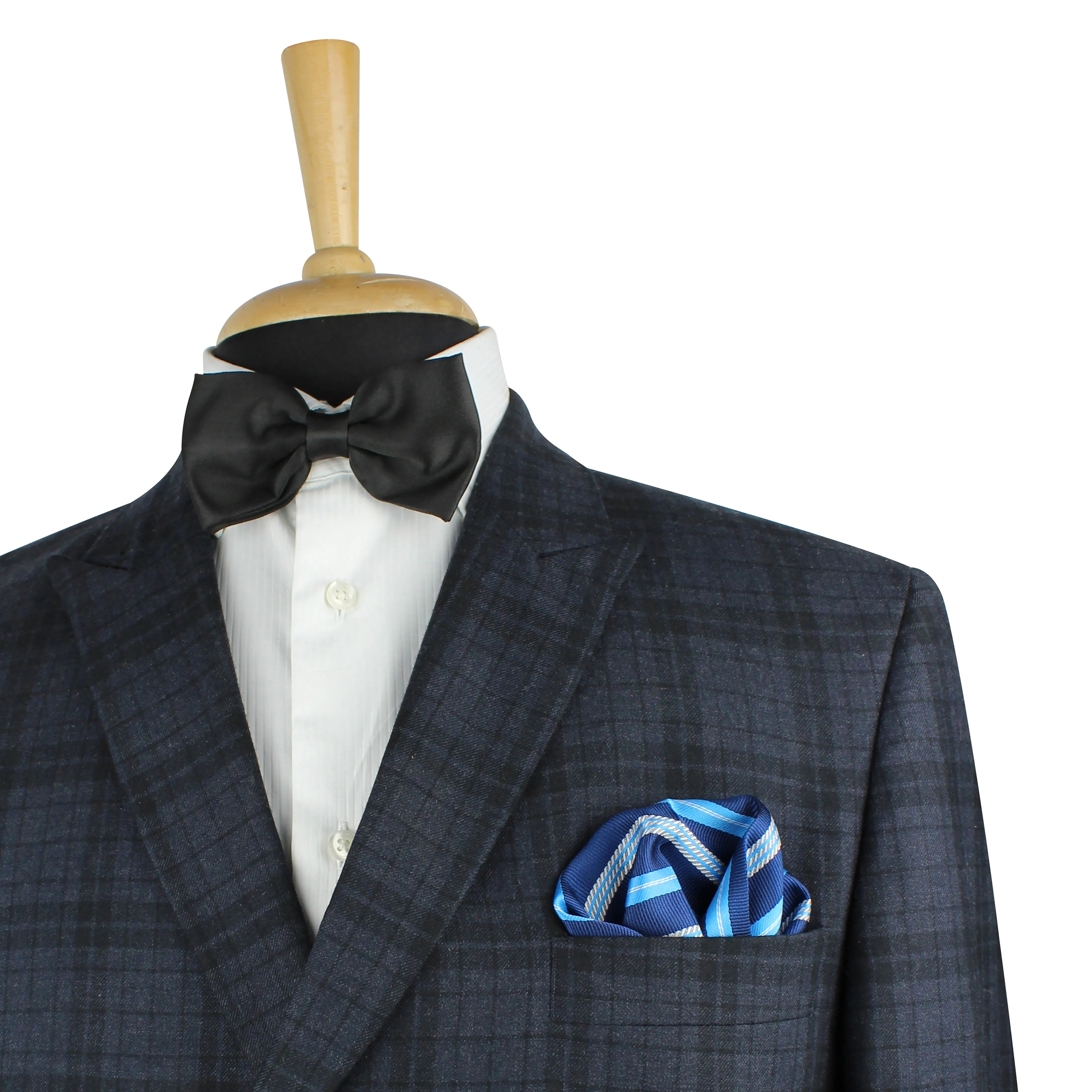 Kovove The Sharp Striped  Blue Pocket Square For Men