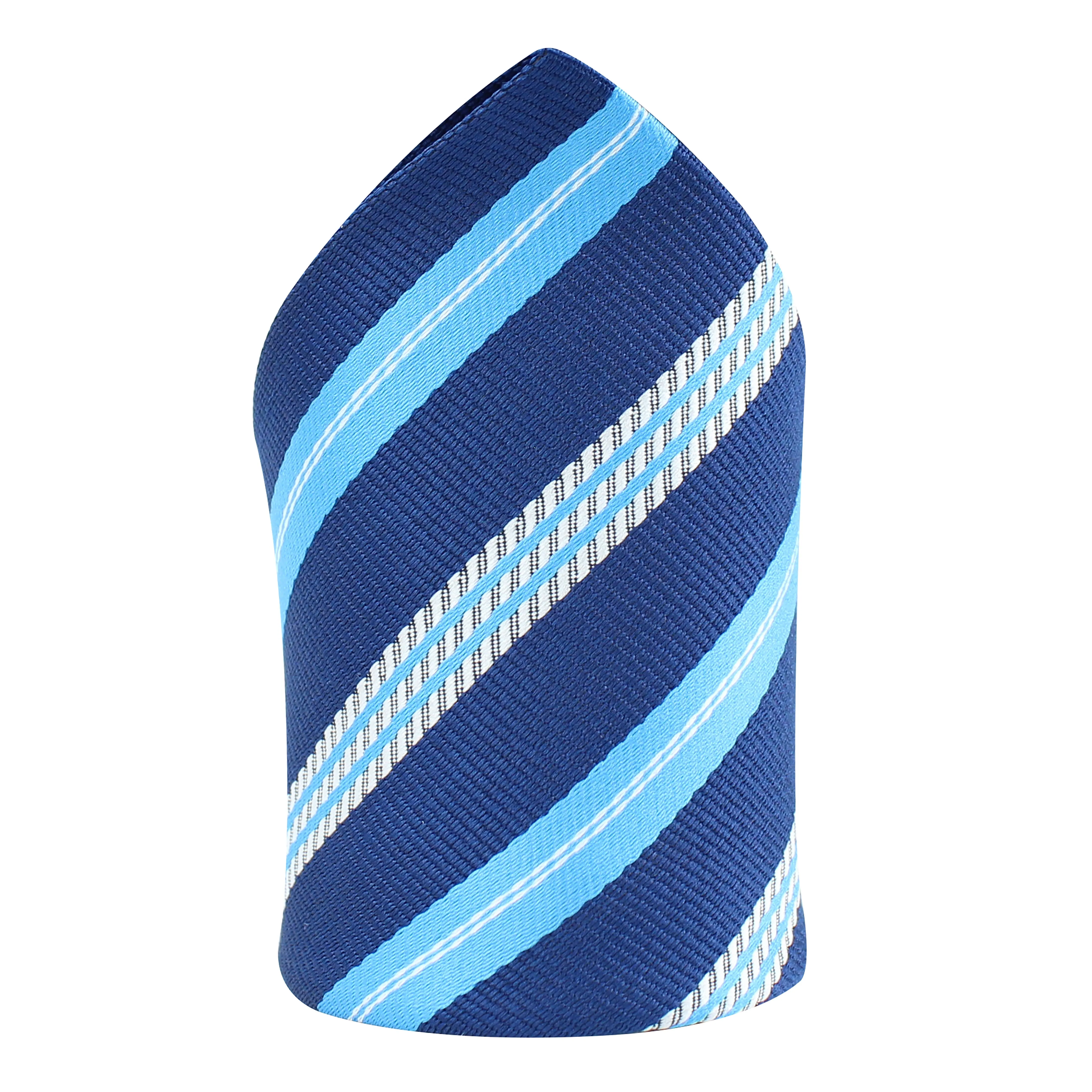 Kovove The Sharp Striped  Blue Pocket Square For Men