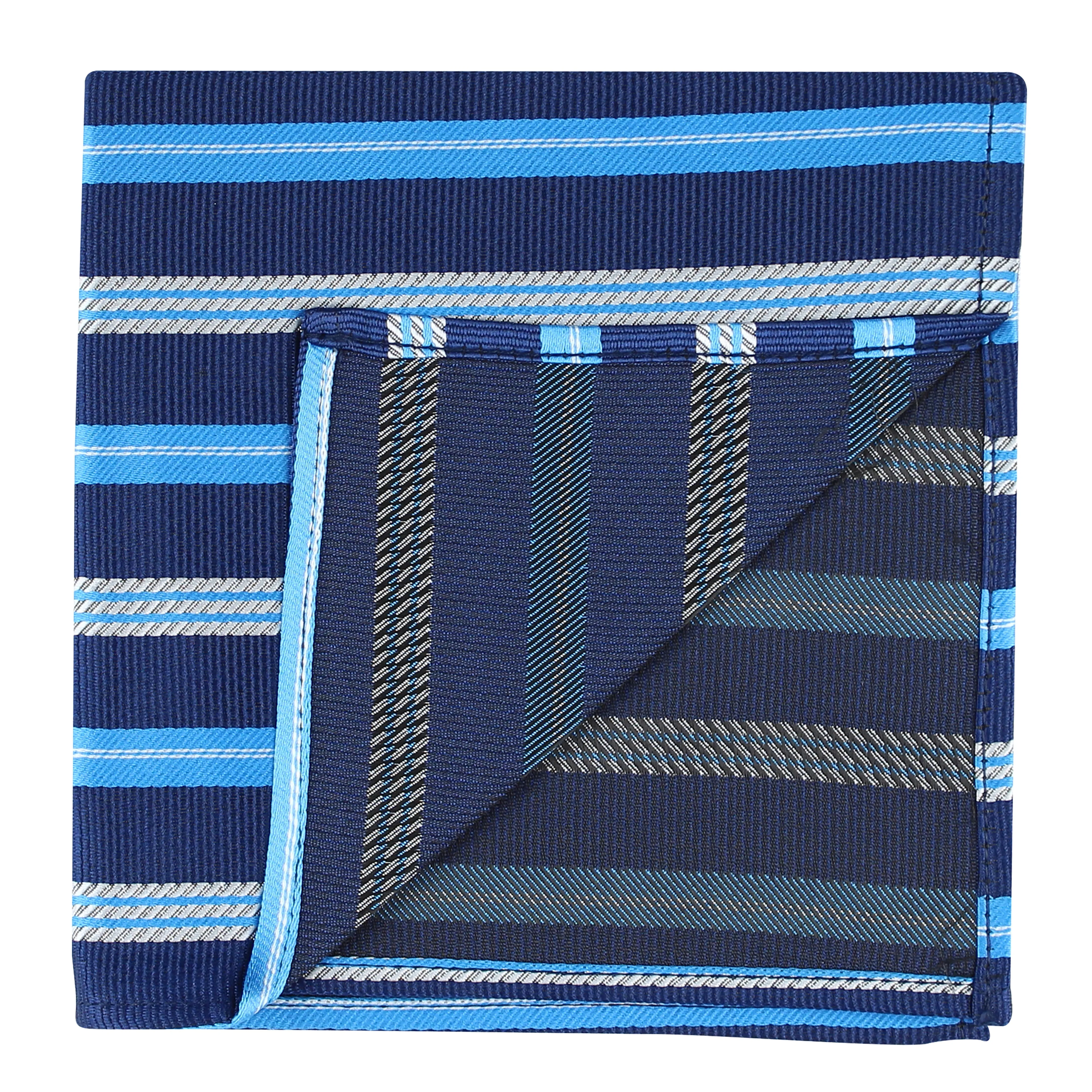 Kovove The Sharp Striped  Blue Pocket Square For Men