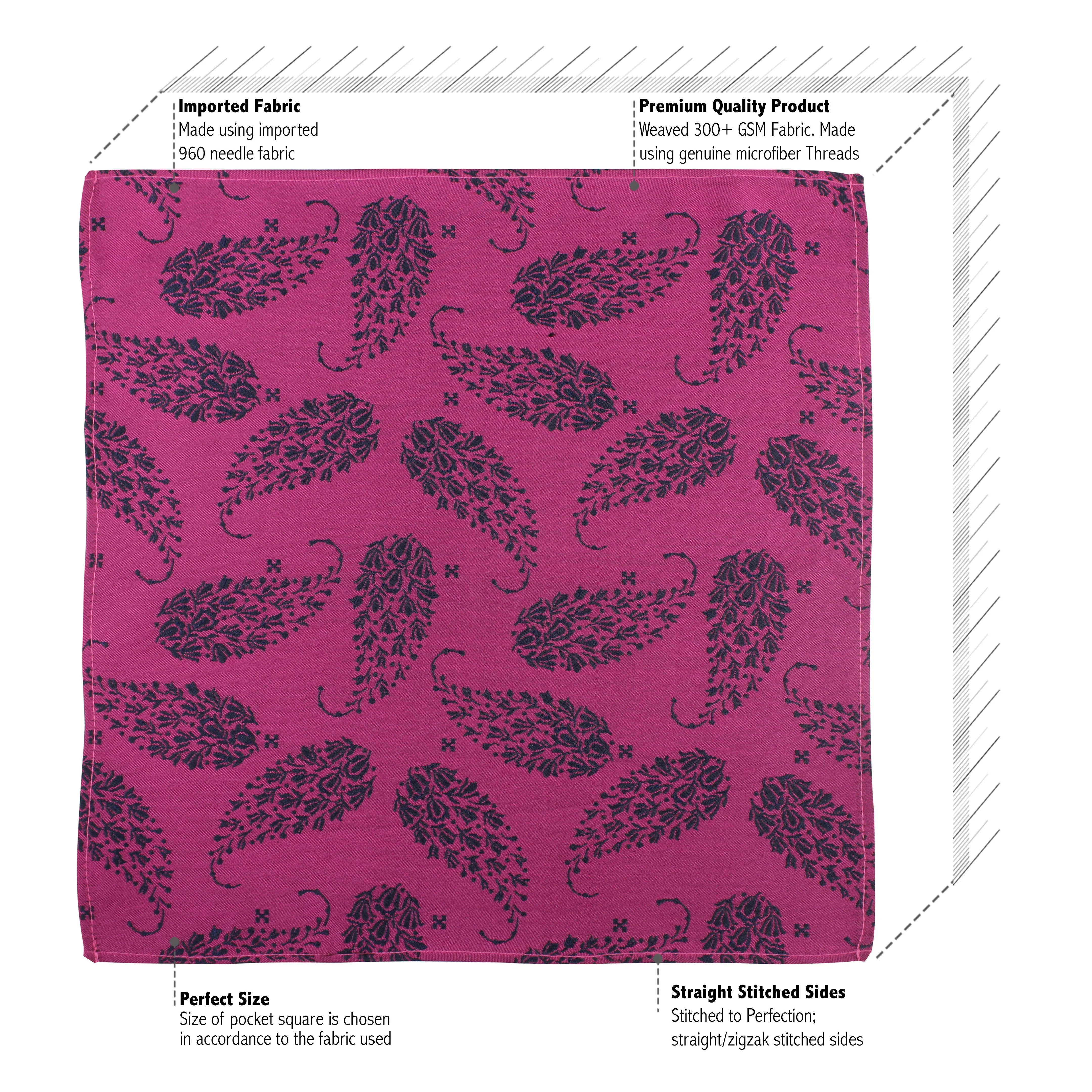 Kovove The Twining Paisley Pink Pocket Square