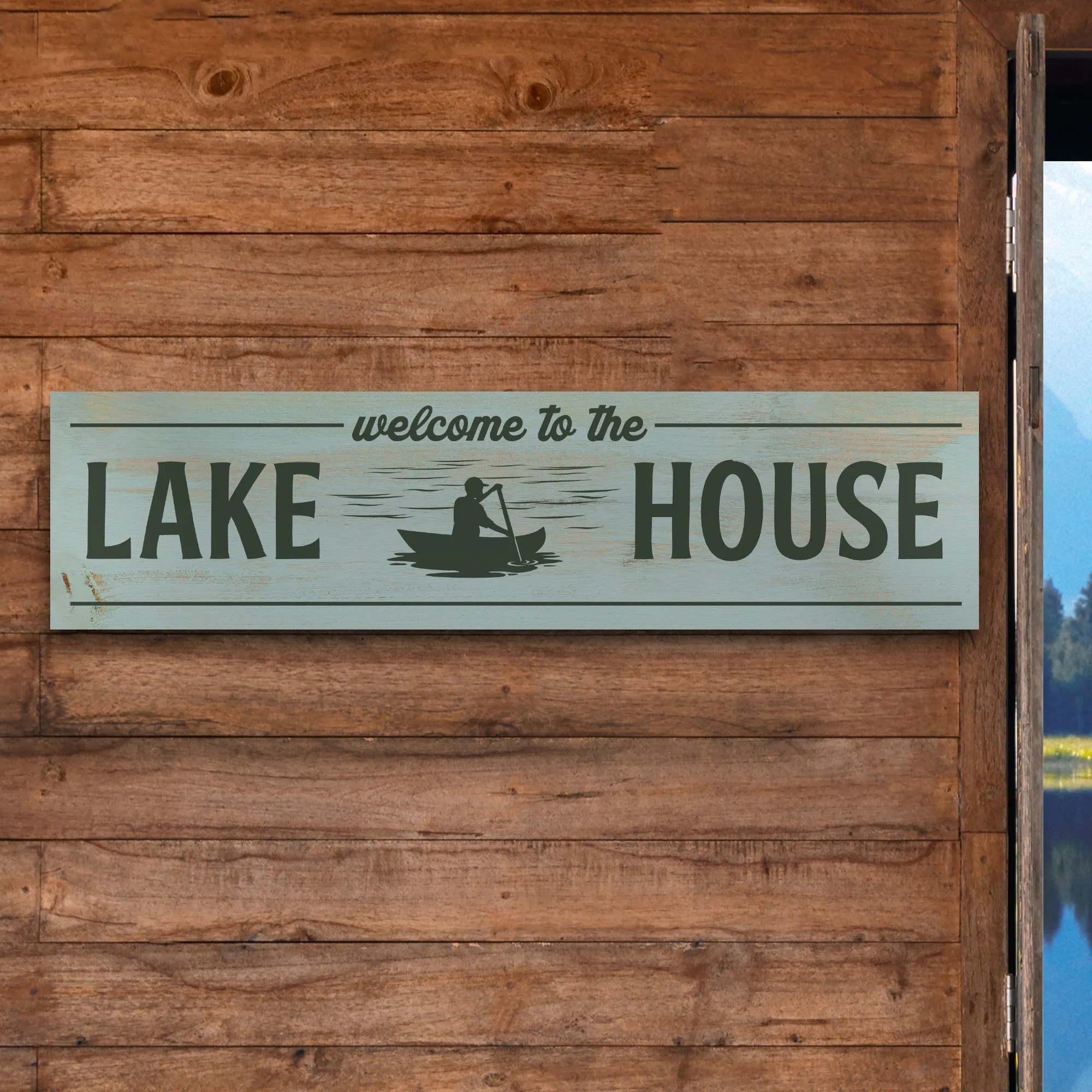 Lake Welcome Metal Sign