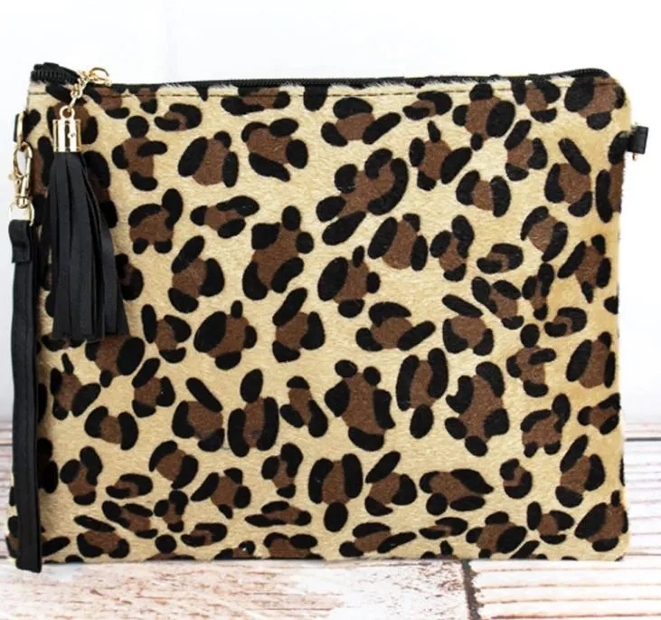 Leopard Tassel Crossbody Clutch