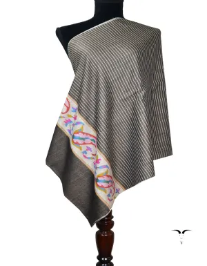 light black striped kani pashmina stole 7791