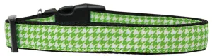 Lime Green Houndstooth Nylon Dog Collar Sm