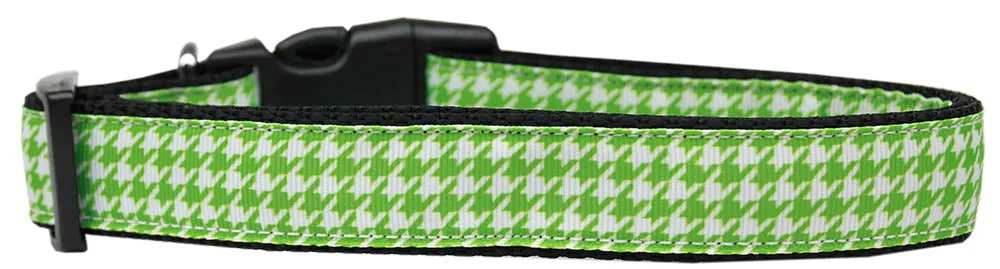 Lime Green Houndstooth Nylon Dog Collar Xs