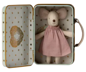 Little Sister Angel Mouse in Suitcase