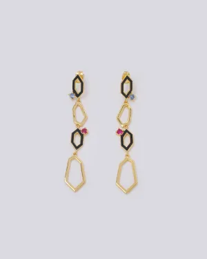 Long Enamel Geometric Earrings