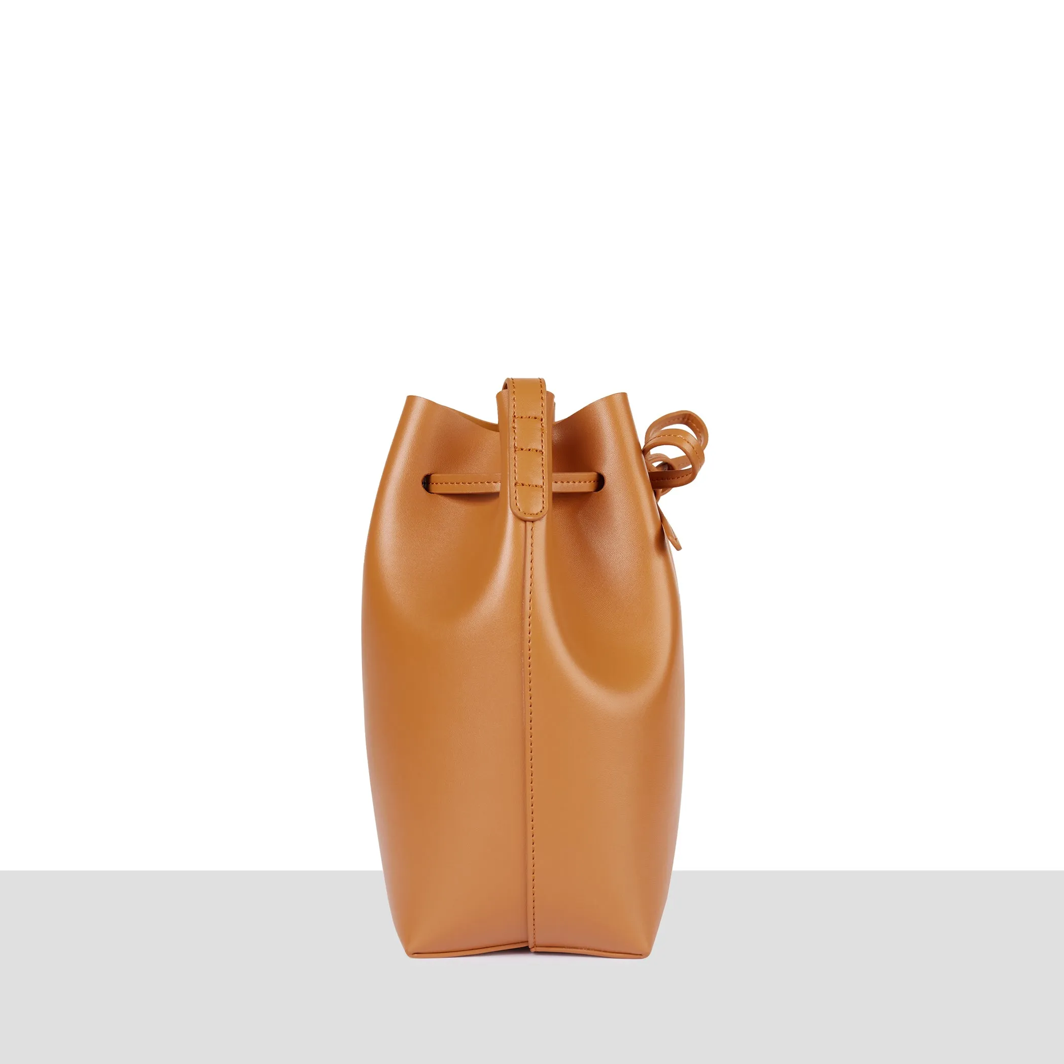 ‘Madrid' Camel Smooth Leather Bucket Bag