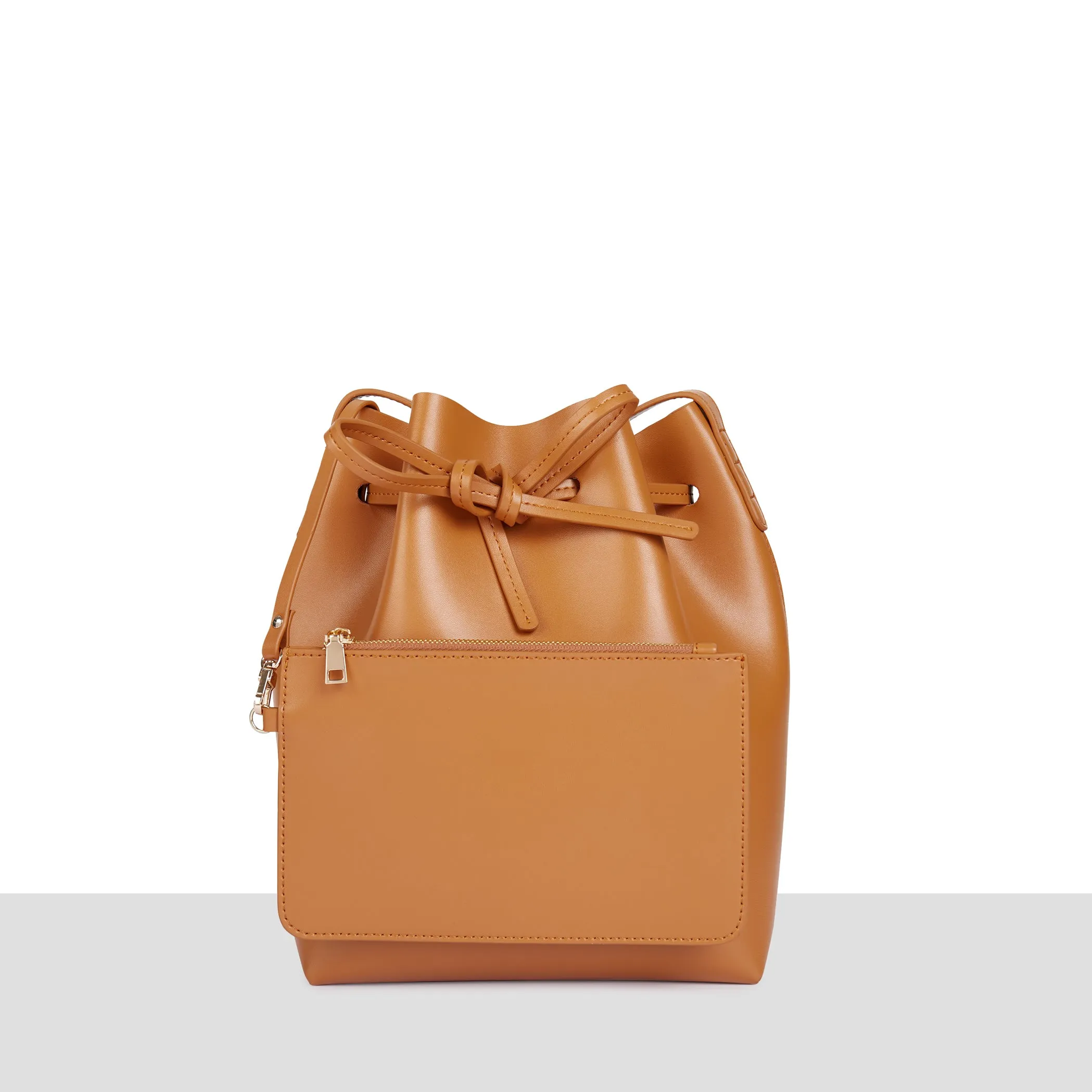 ‘Madrid' Camel Smooth Leather Bucket Bag