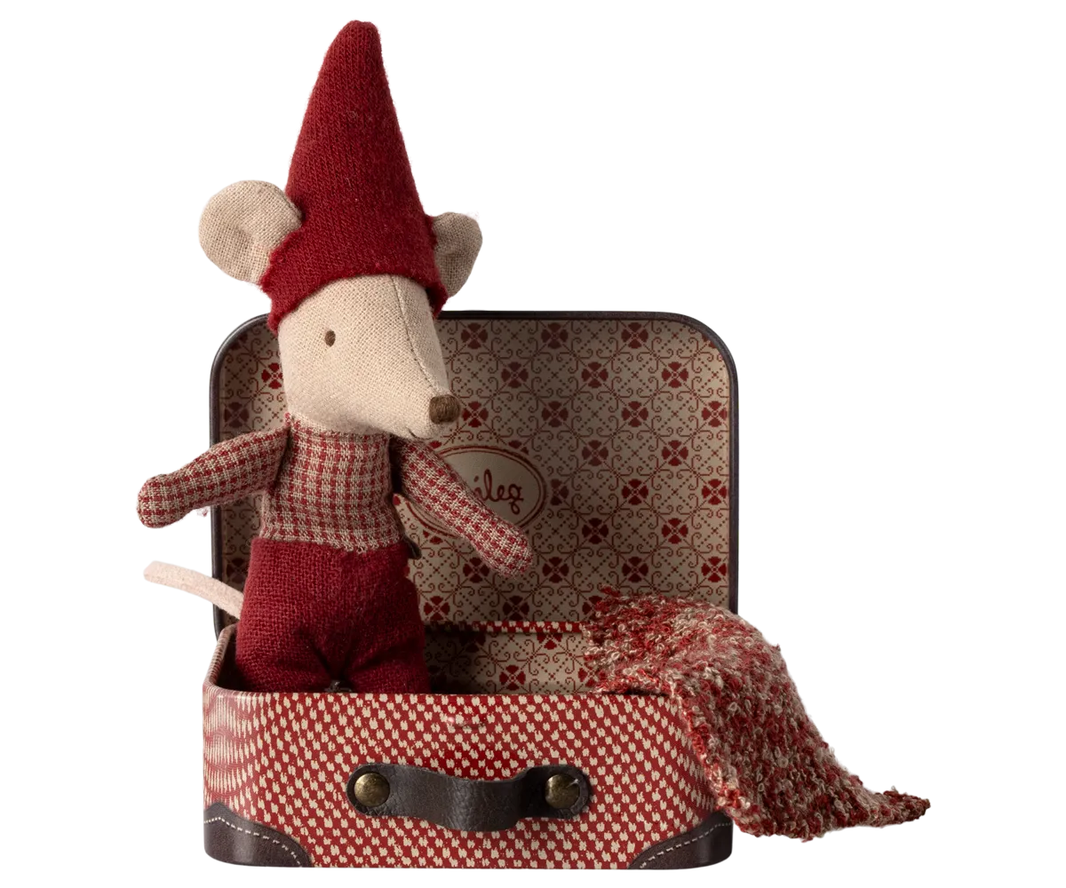 Maileg Baby Christmas Mouse In Suitcase