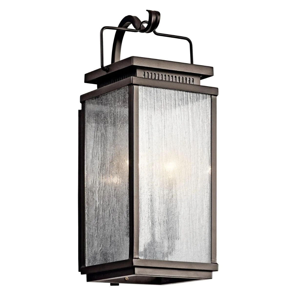 Manningham 19 In 2-Lights Outdoor Wall Light with Clear Seeded Glass, Bronze Finish