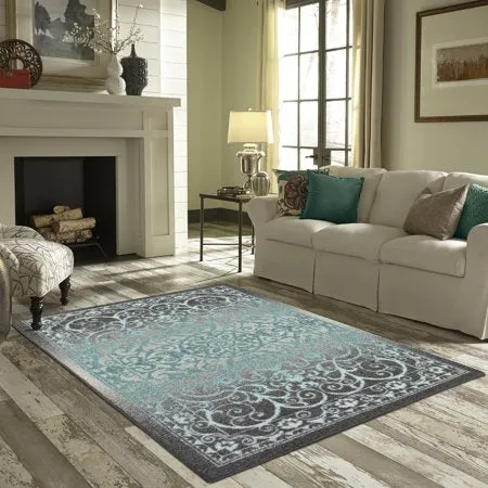 Medallion Textured Print Area Rug and Runner Collection