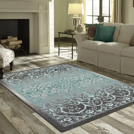 Medallion Textured Print Area Rug and Runner Collection