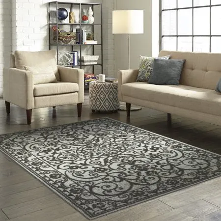 Medallion Textured Print Area Rug and Runner Collection