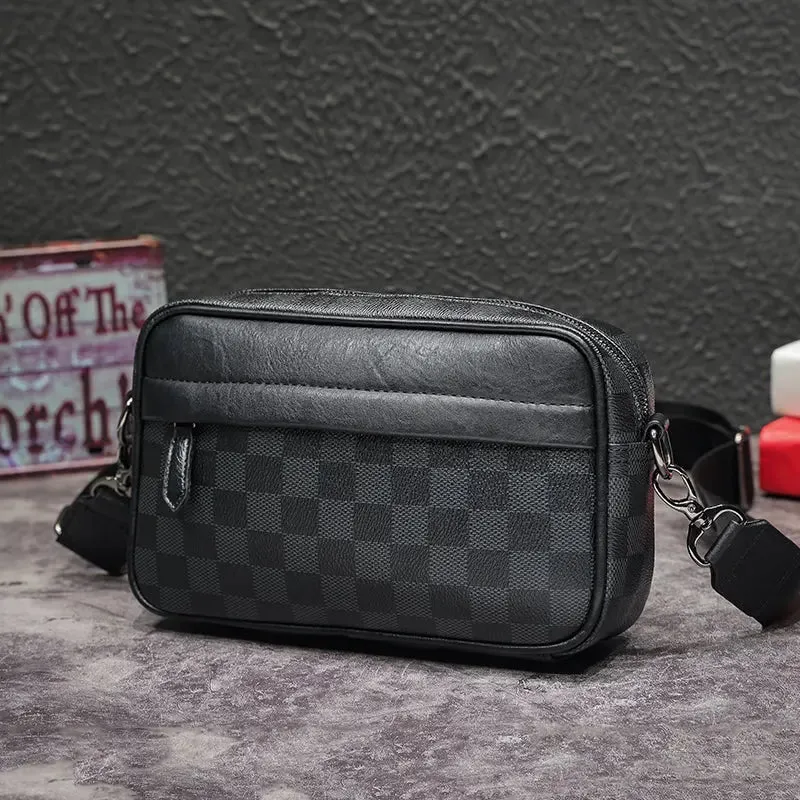 Men's Casual Check Shoulder Bag