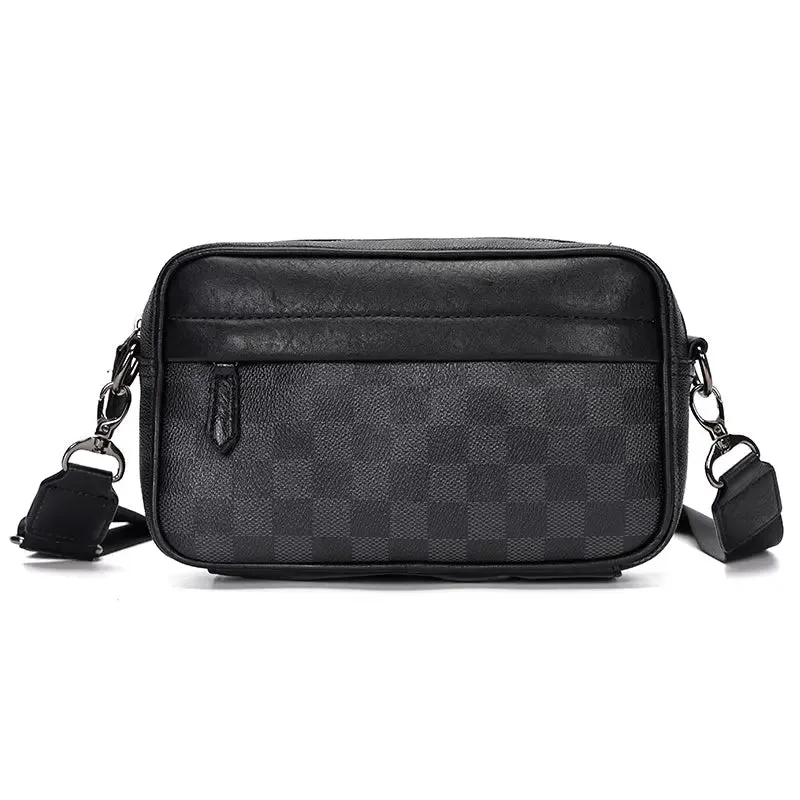 Men's Casual Check Shoulder Bag