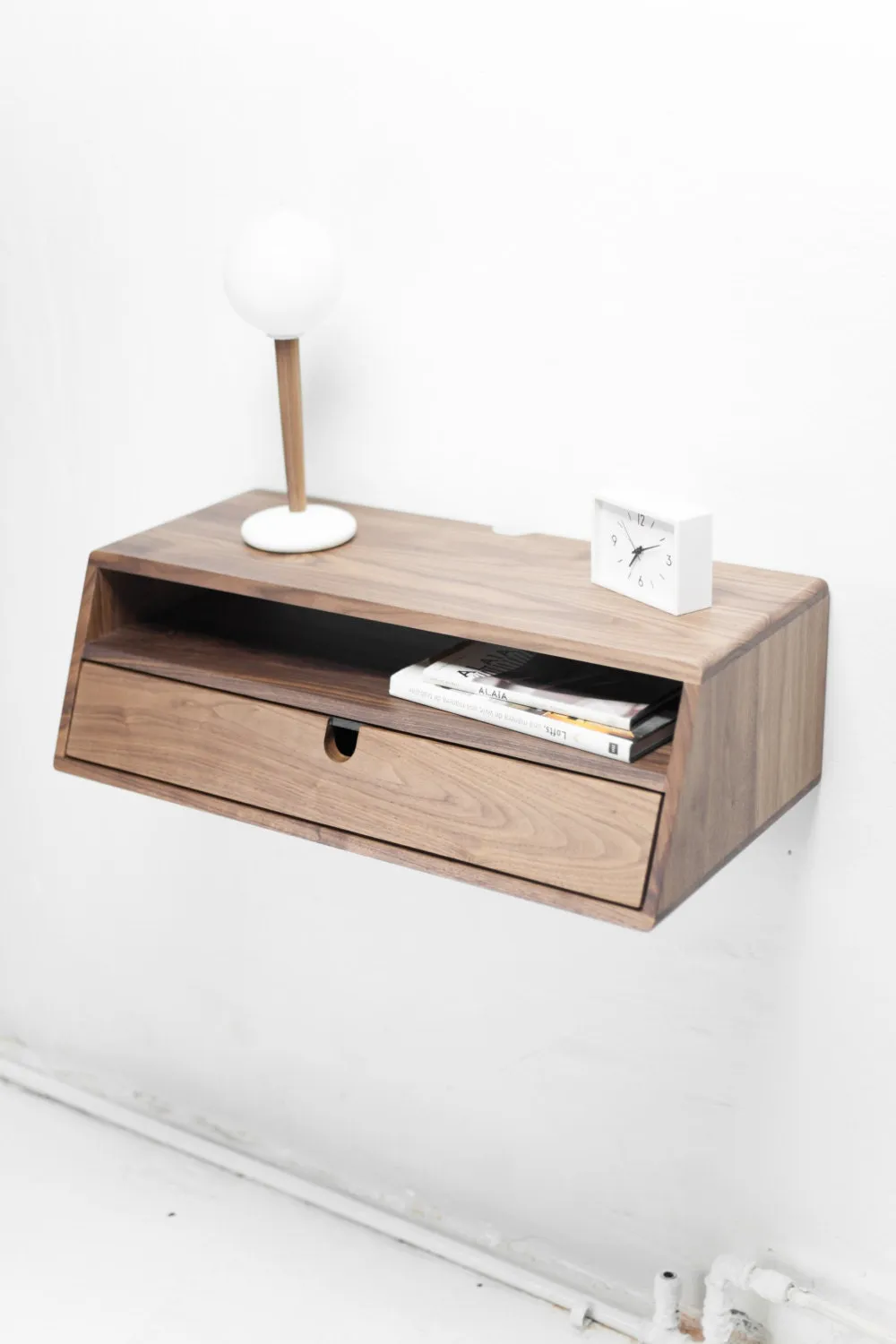 Mid-Century Solid Wood Floating Console 03