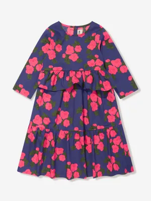 Mini Rodini Girls Rose Frill Dress in Blue