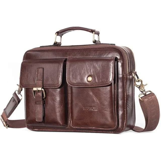 Multi-Function Pockets Leather Men Messenger Bags