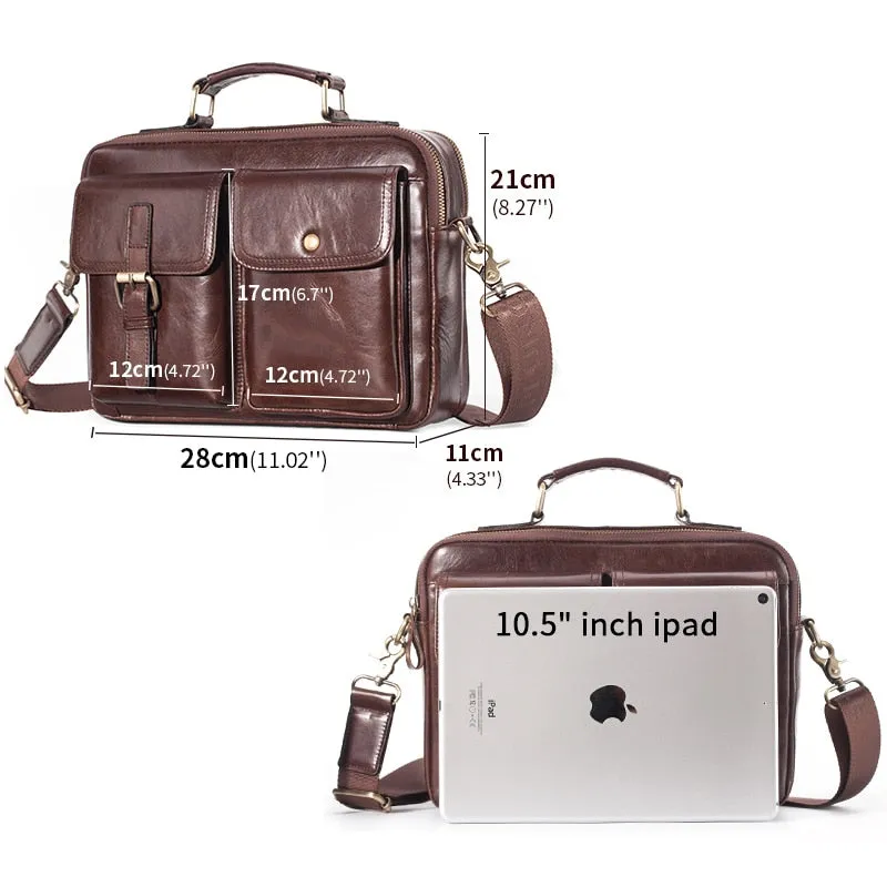 Multi-Function Pockets Leather Men Messenger Bags