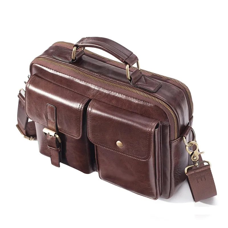 Multi-Function Pockets Leather Men Messenger Bags