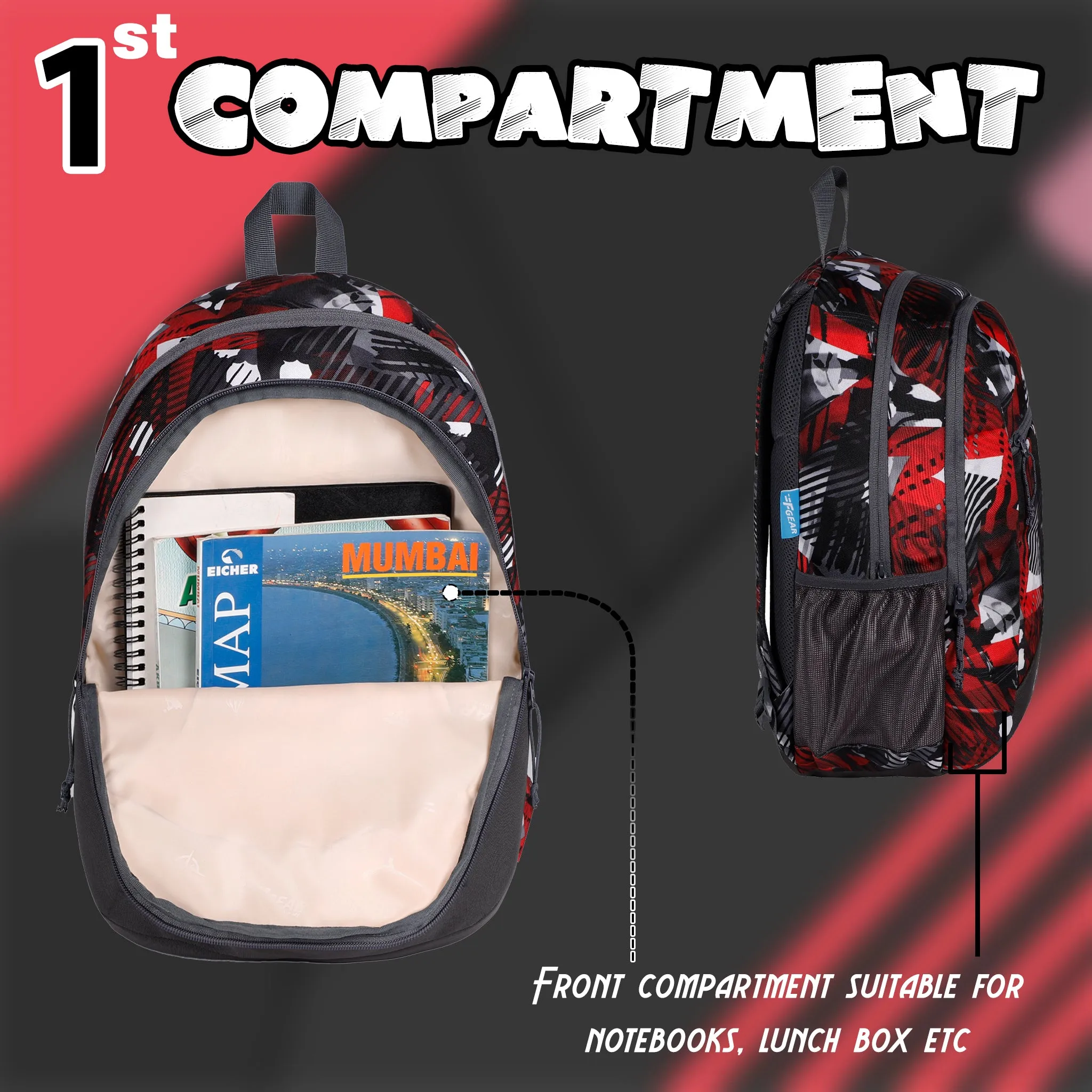 Nico 17L Geometric Black Red Backpack