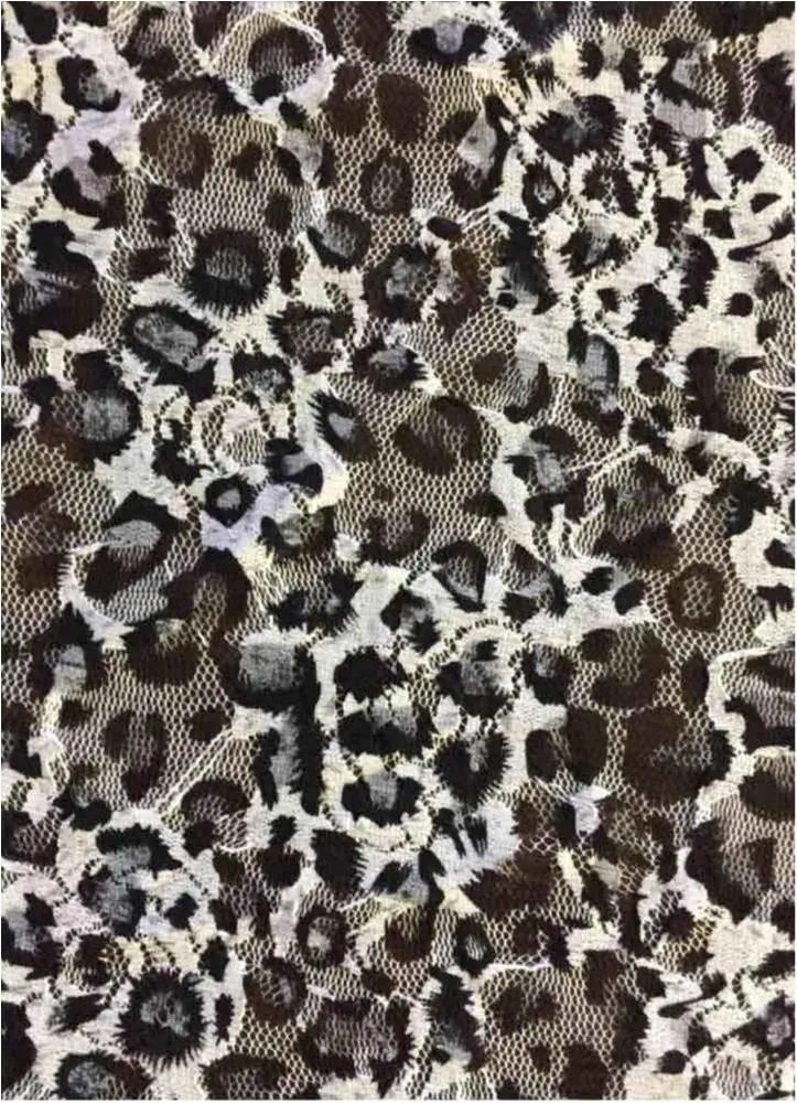 NYLON FLORAL LACE STRETCHED KNIT WITH ANIMAL PRINT<br><h6>2-OFFWHT/BLK/GREY<br>276-ANIPRT1</h6>