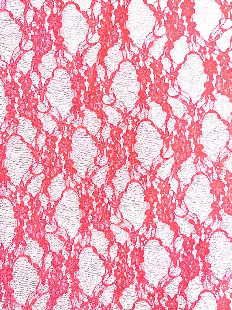 NYLON FLORAL STRETCHED LACE KNIT<br><h6>33-NEON CORAL<br>LACE3-DT</h6>