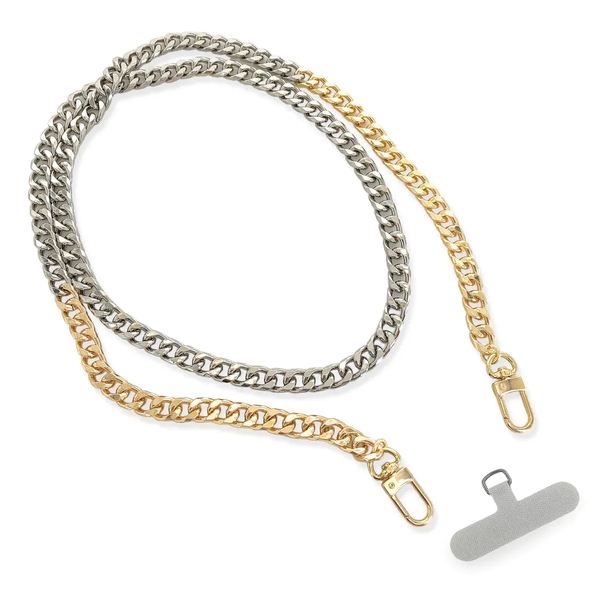 OMGBLINGS Two Tone Gold/Rhodium Curb Link Cellphone Chain